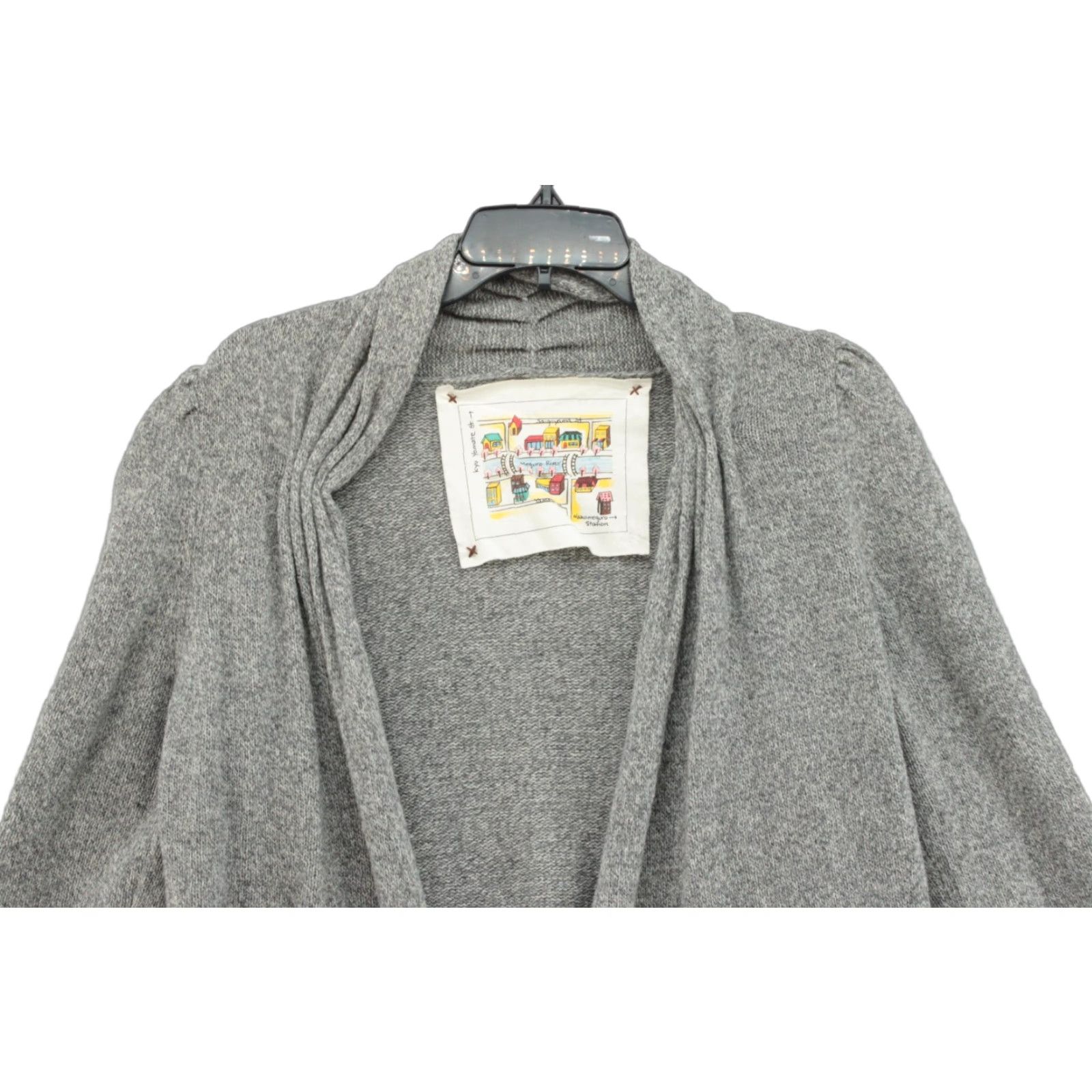 Anthropologie VINTAGE Anthropologie Meguro River Cardigan Women's Small Gray Puff Sleeve Open Sweater Size S / US 4 / IT 40 - 1 Thumbnail
