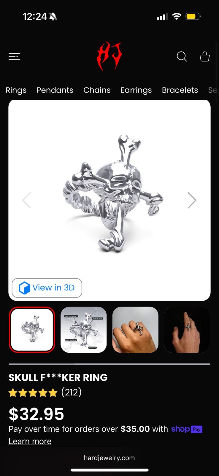 Other Hard jewelry skull ring Size ONE SIZE - 2 Thumbnail