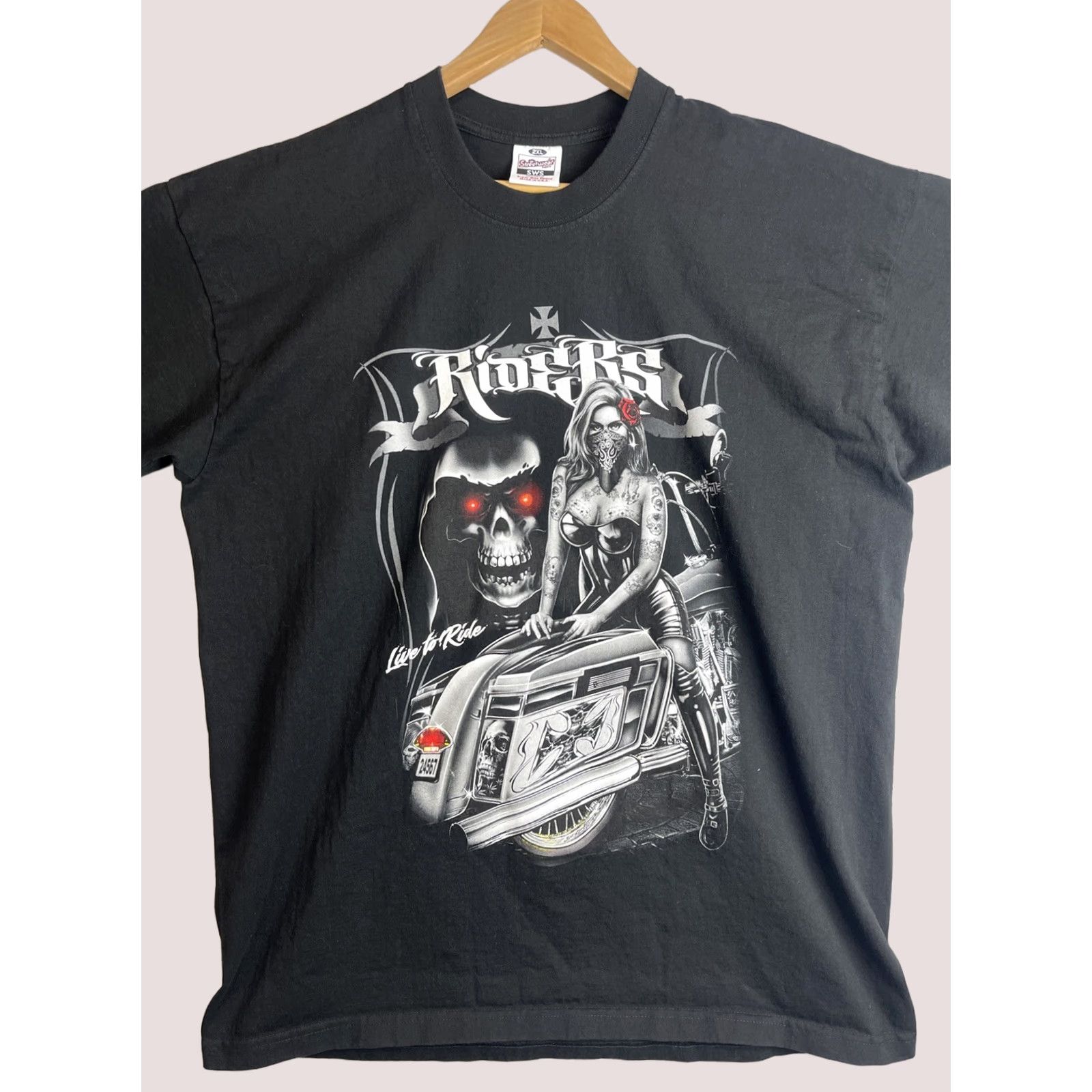 Olive Riders Shirt Mens 2XL Black Live To Ride Biker Motorcycle Skull Short Sleeve Shirt Size US XXL / EU 58 / 5 - 1 Thumbnail