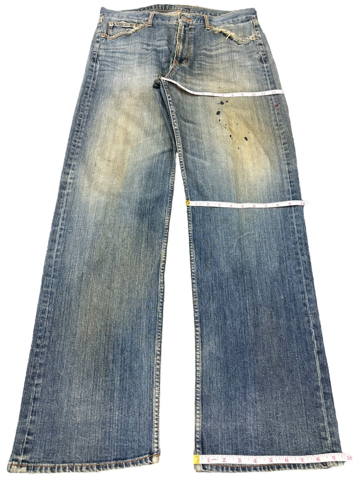 VILLAND Vintage Japanese Brand Mud Wash Painted Distress Baggy Jeans Size US 35 - 12 Thumbnail