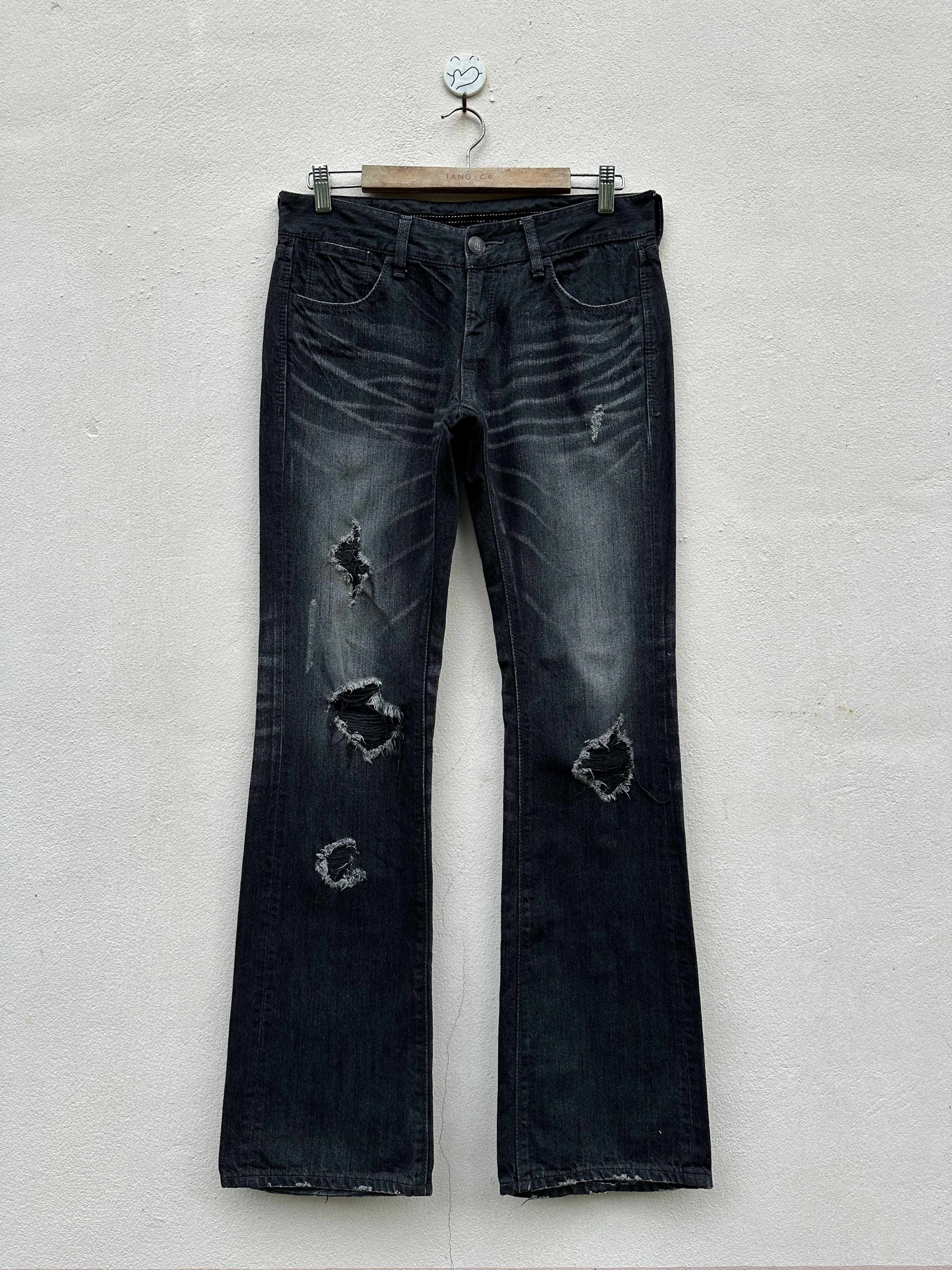 image of Distressed Denim x Hysteric Glamour Murder License Flare Rips Denim Jeans (Size 33)