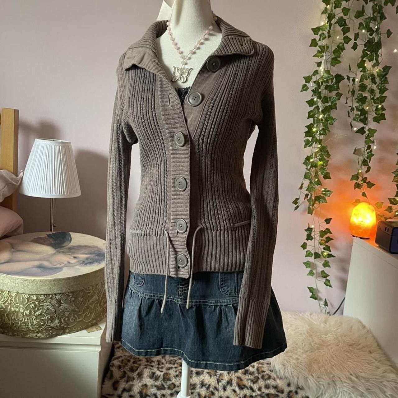 H&M 2000s brown button up cableknit cardigan Size S / US 4 / IT 40 - 1 Thumbnail