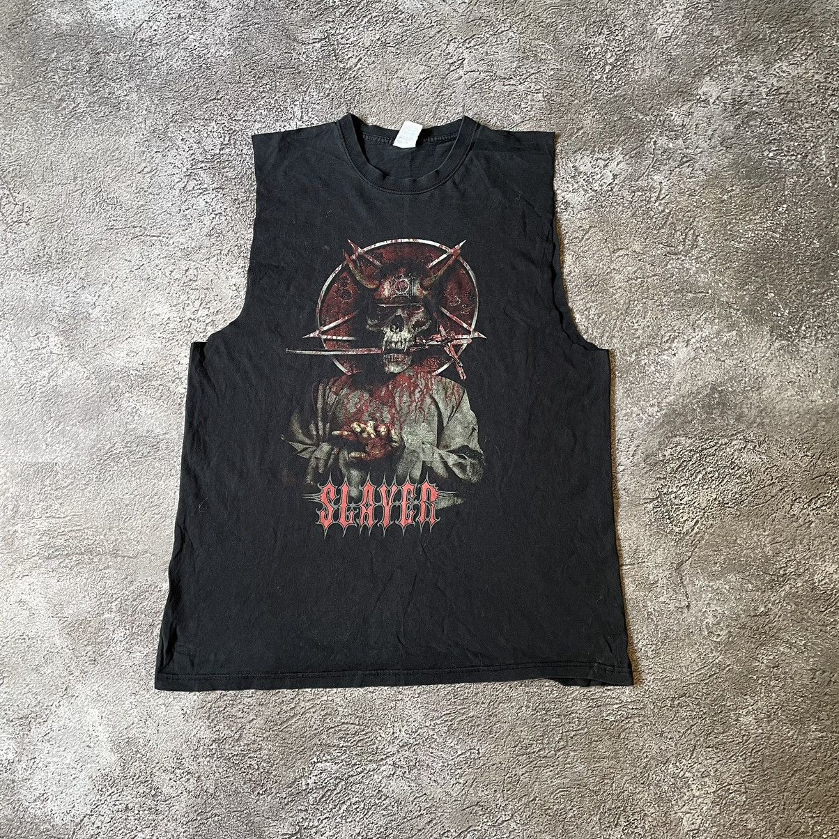 Vintage Vintage 90s Slayer Graphic Tee Faded Black Punk Horror M Size US M / EU 48-50 / 2 - 2 Thumbnail