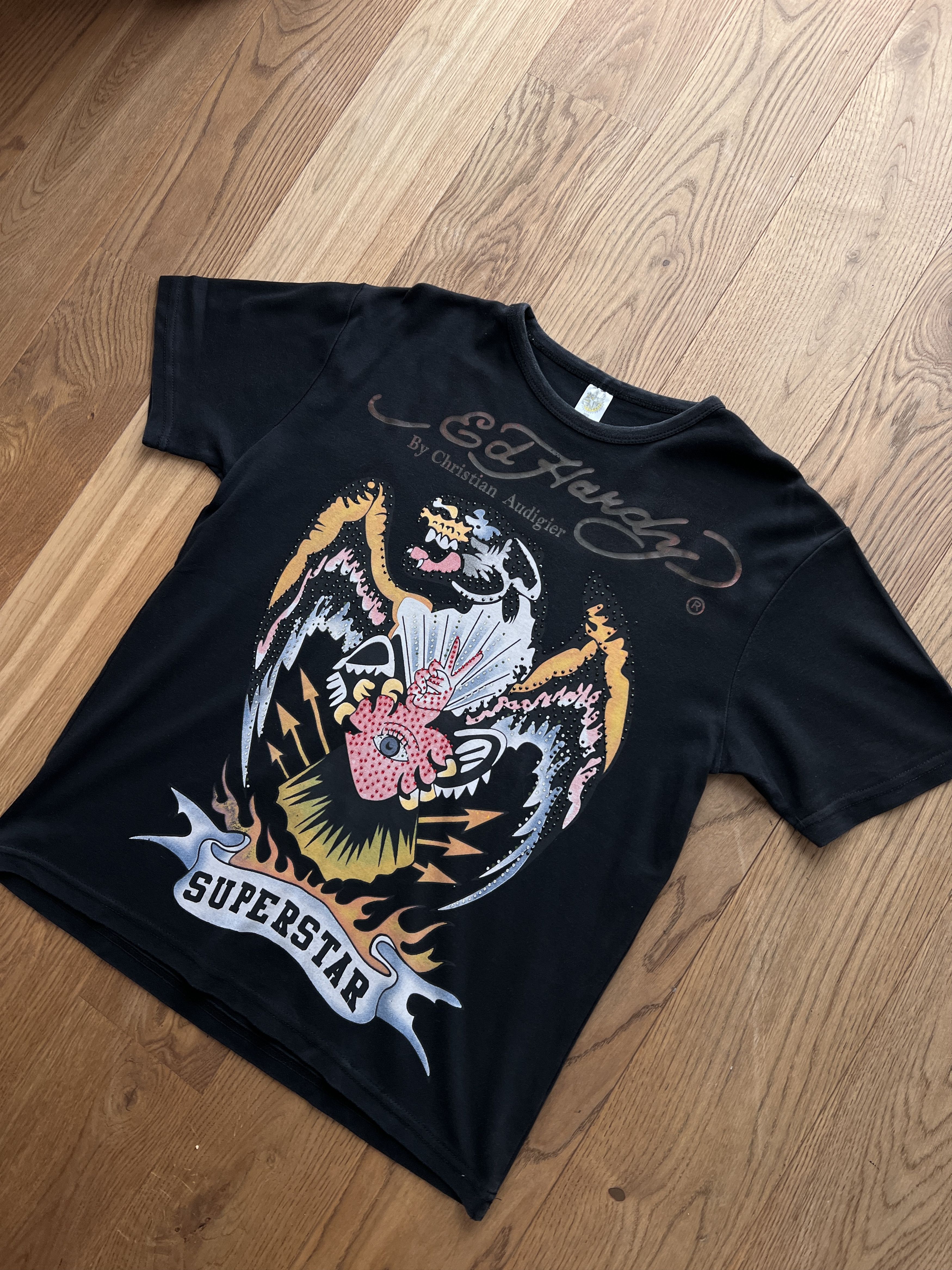 Ed Hardy Ed Hardy Superstar Rhinestones vintage printed t shirt tee Size US XL / EU 56 / 4 - 20 Thumbnail