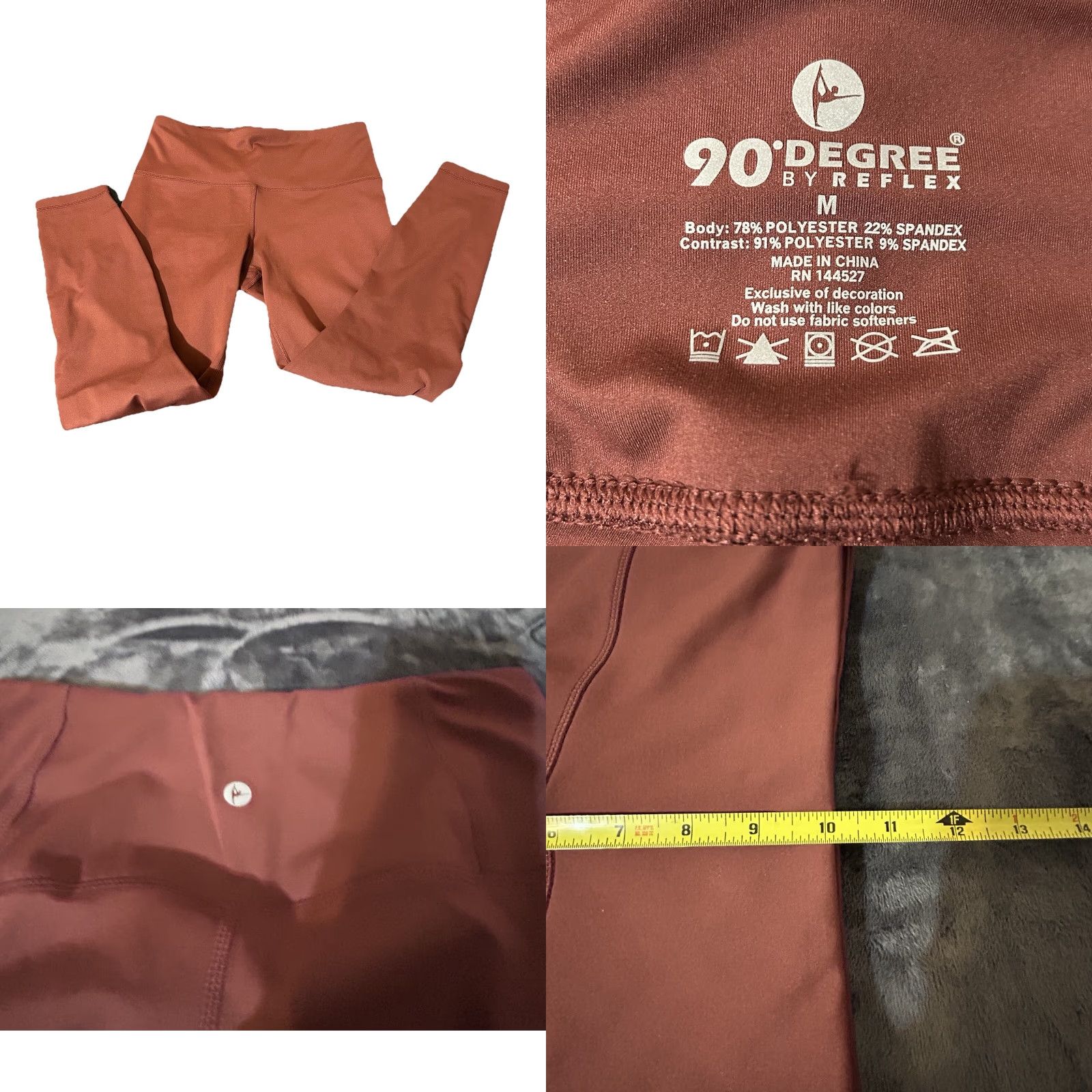 Vintage 90 Degree By Reflex Leggings Burnt Orange Women Medium Pockets Elastic Waist Yoga Pants Casual Workwear" Size 28" / US 6 / IT 42 - 8 Thumbnail