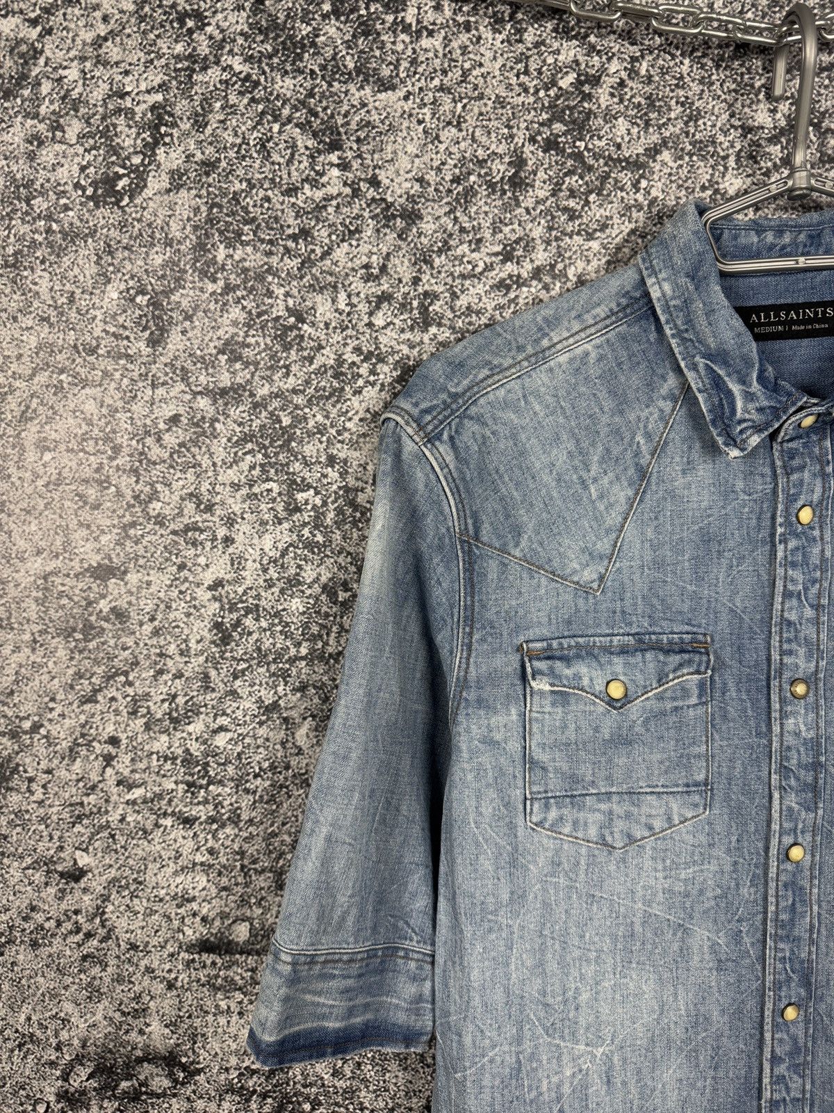 Allsaints Allsaints Suqi Shorts Sleeve Denim Shirt Snap Button Size M Size US M / EU 48-50 / 2 - 3 Thumbnail