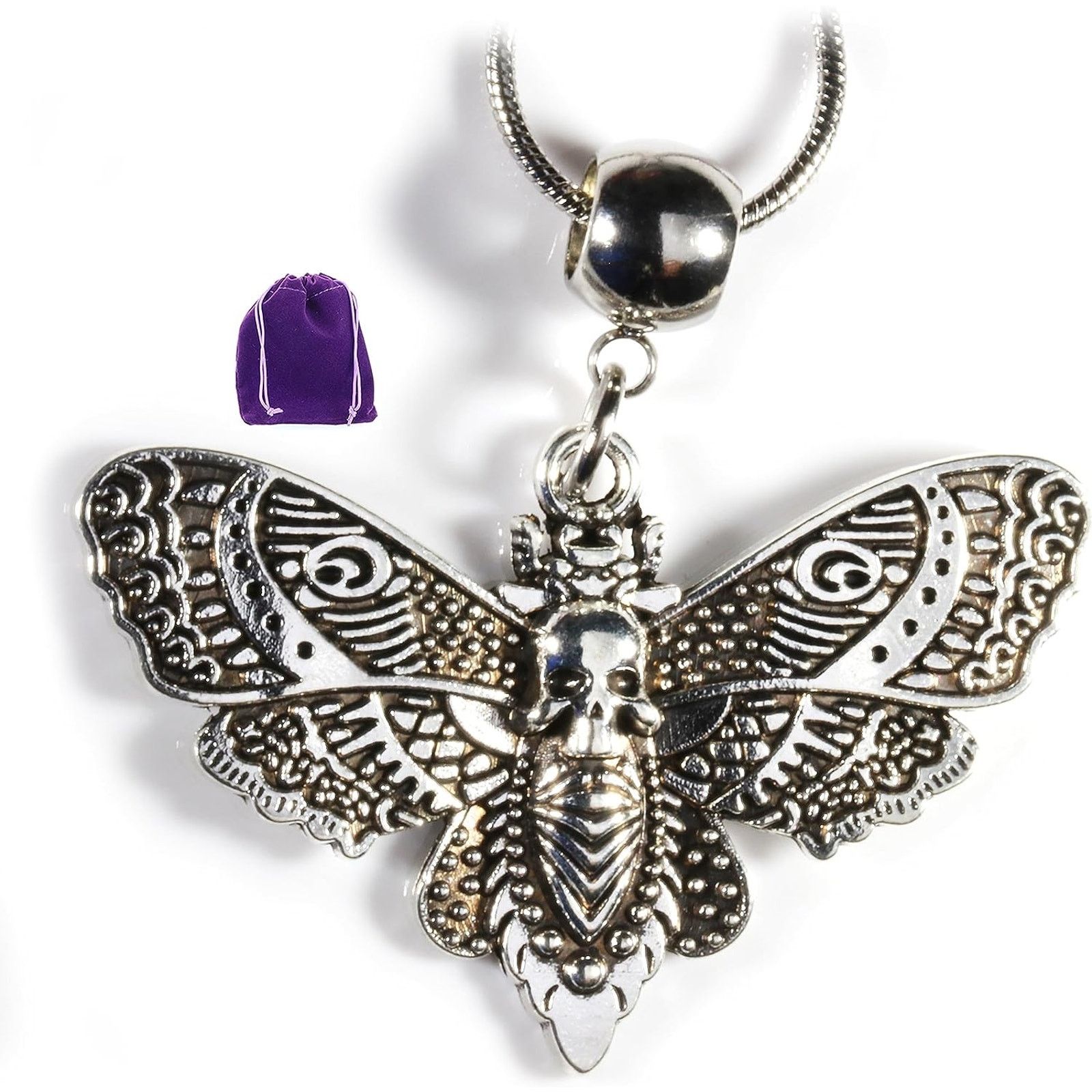 & Other Stories Gothic Jewelry Moth Necklace Dead Head Charm Pendant Size ONE SIZE - 1 Thumbnail
