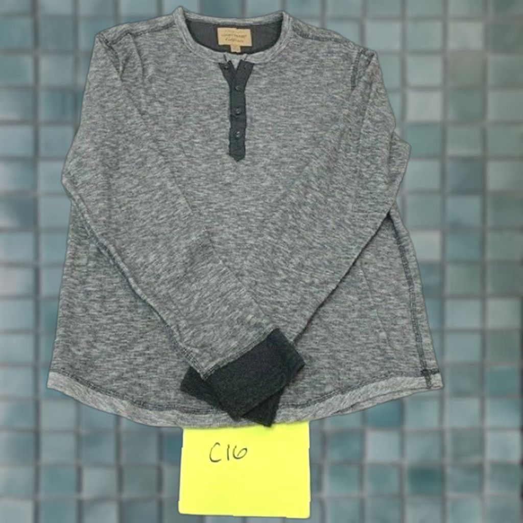 Lucky Brand LUCKY BRAND Men’s Sweater California CrewNeck 1/4 Button Gray Size M Pullover Cotton Blend 1990s Theme Mens Size US M / EU 48-50 / 2 - 1 Thumbnail