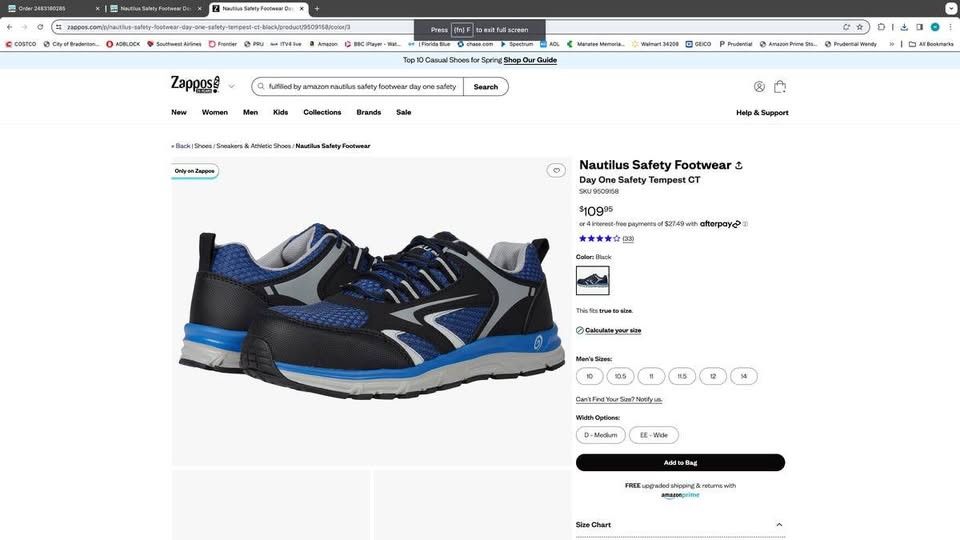 Other Nautilus Mens Safety Footwear Day One Safety Tempest CT Blac Size US 8.5 / EU 41-42 - 2 Thumbnail