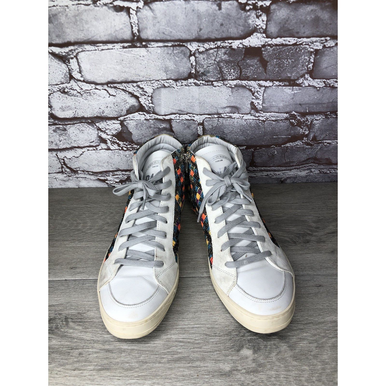 P448 P448 Skate Malhia Sneakers White Leather Lace Up High Top Sh Size US 10.5 / IT 40.5 - 13 Thumbnail
