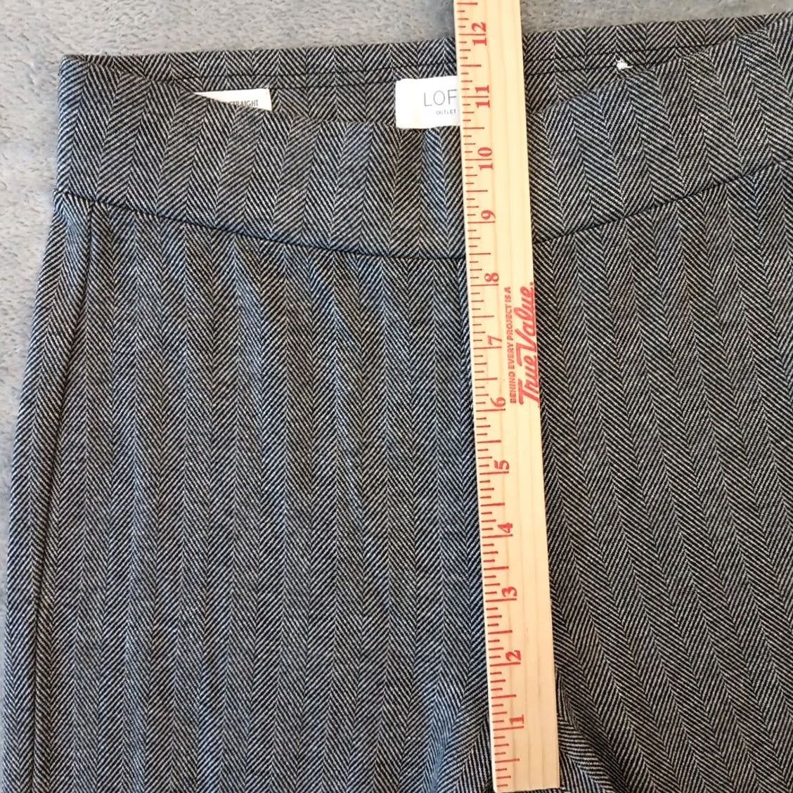 Loft Loft Pants Ankle Women's XS Gray Herringbone Pull On Straight Stretch Elastic Waist Mid Rise 27 in Inseam Size 26" / US 2 / IT 38 - 4 Thumbnail