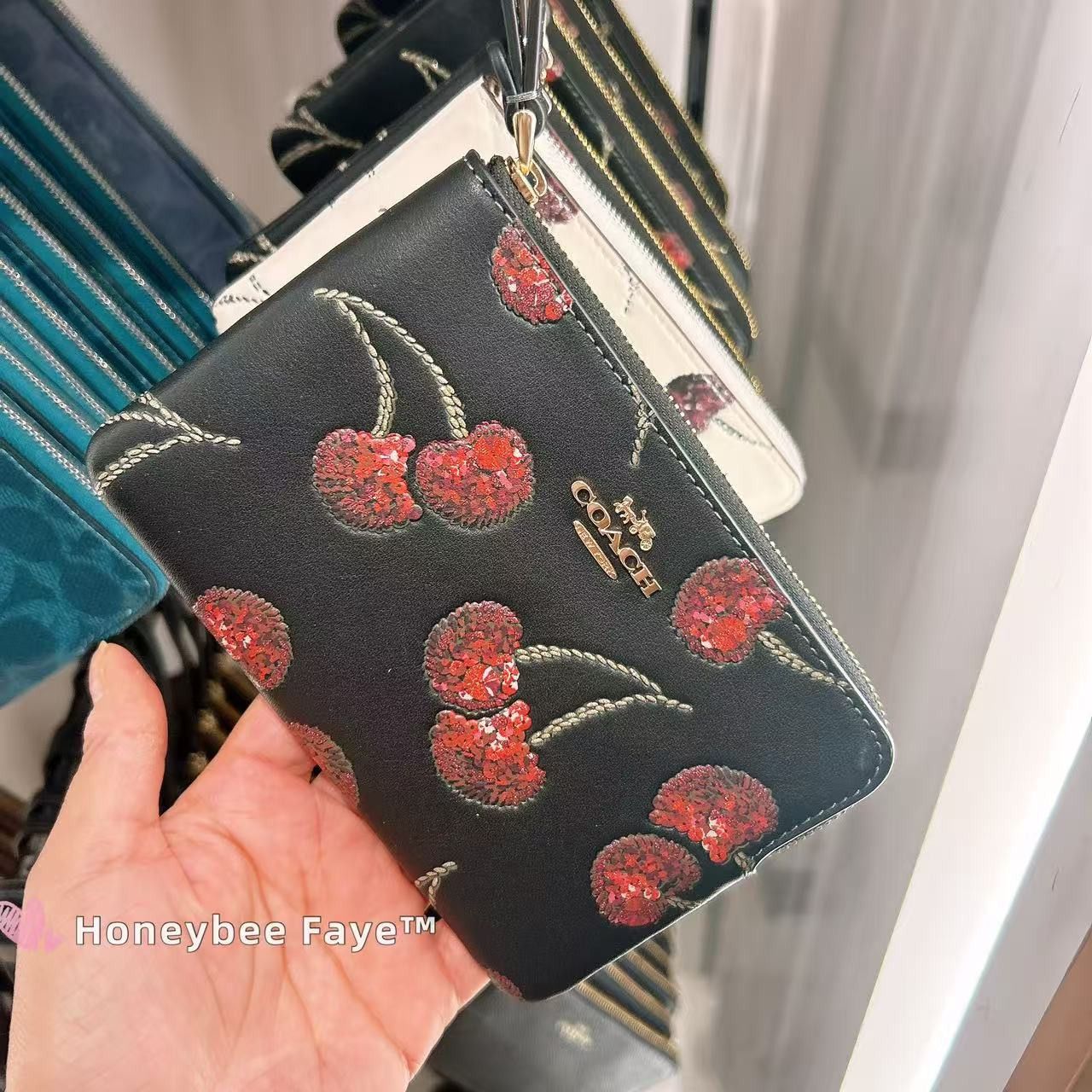 Coach NWT Coach Corner Zip Wristlet With Cherry Print CDF05 Size ONE SIZE - 3 Thumbnail
