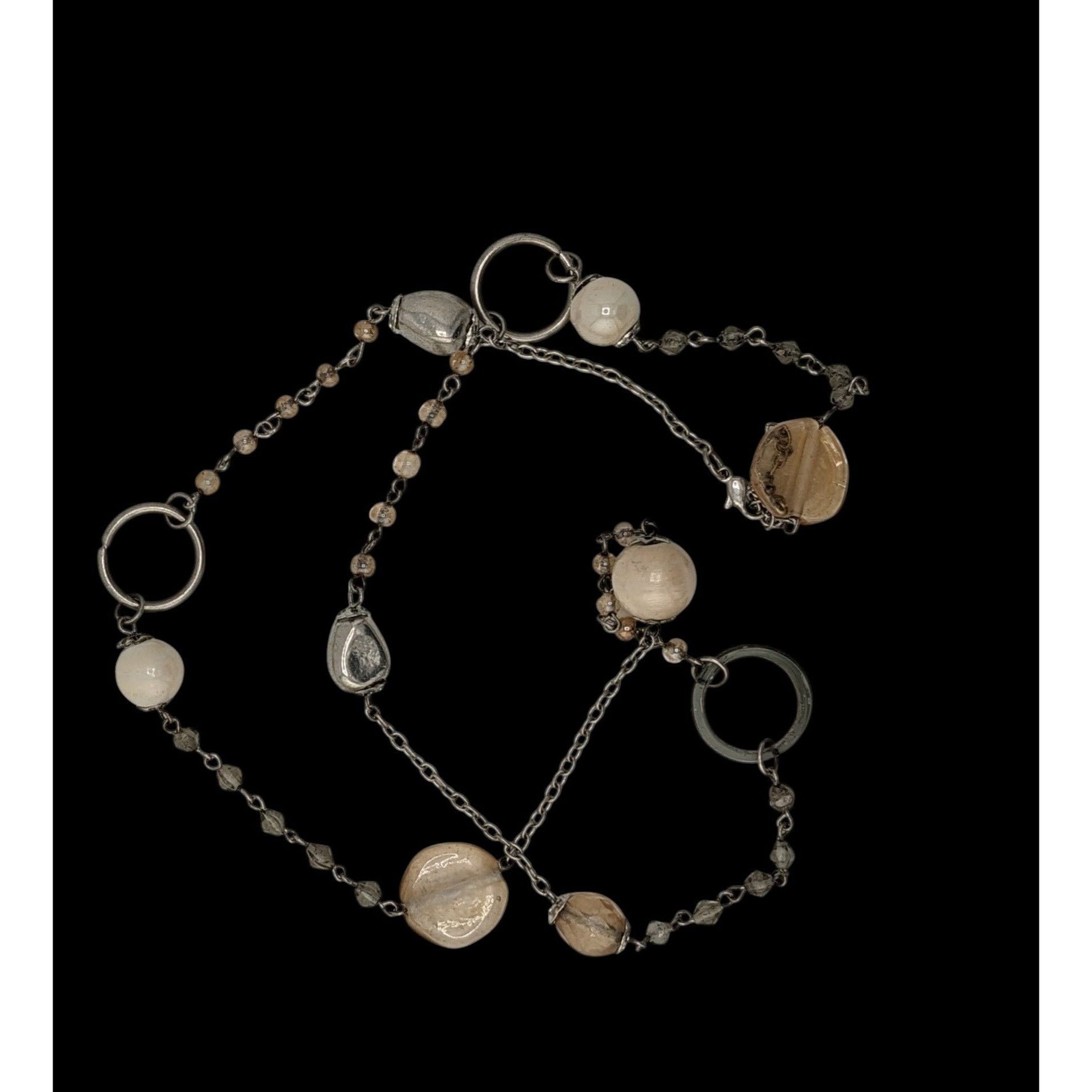 Other Y2K Style Cream Tone Glass Beaded Station Necklace Size ONE SIZE - 1 Thumbnail