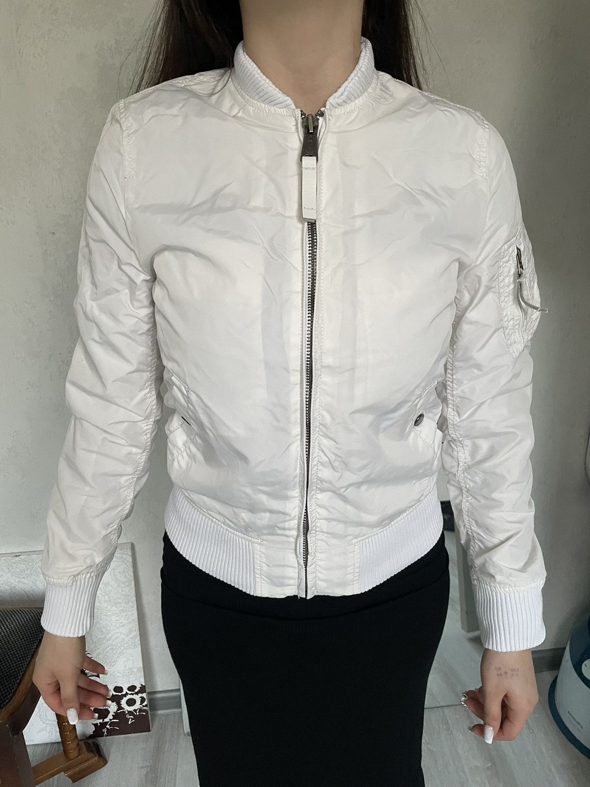 Alpha Industries × Vintage Alpha Industries Bomber MA-1 Flyers Jacket Women's White Size S / US 4 / IT 40 - 2 Thumbnail