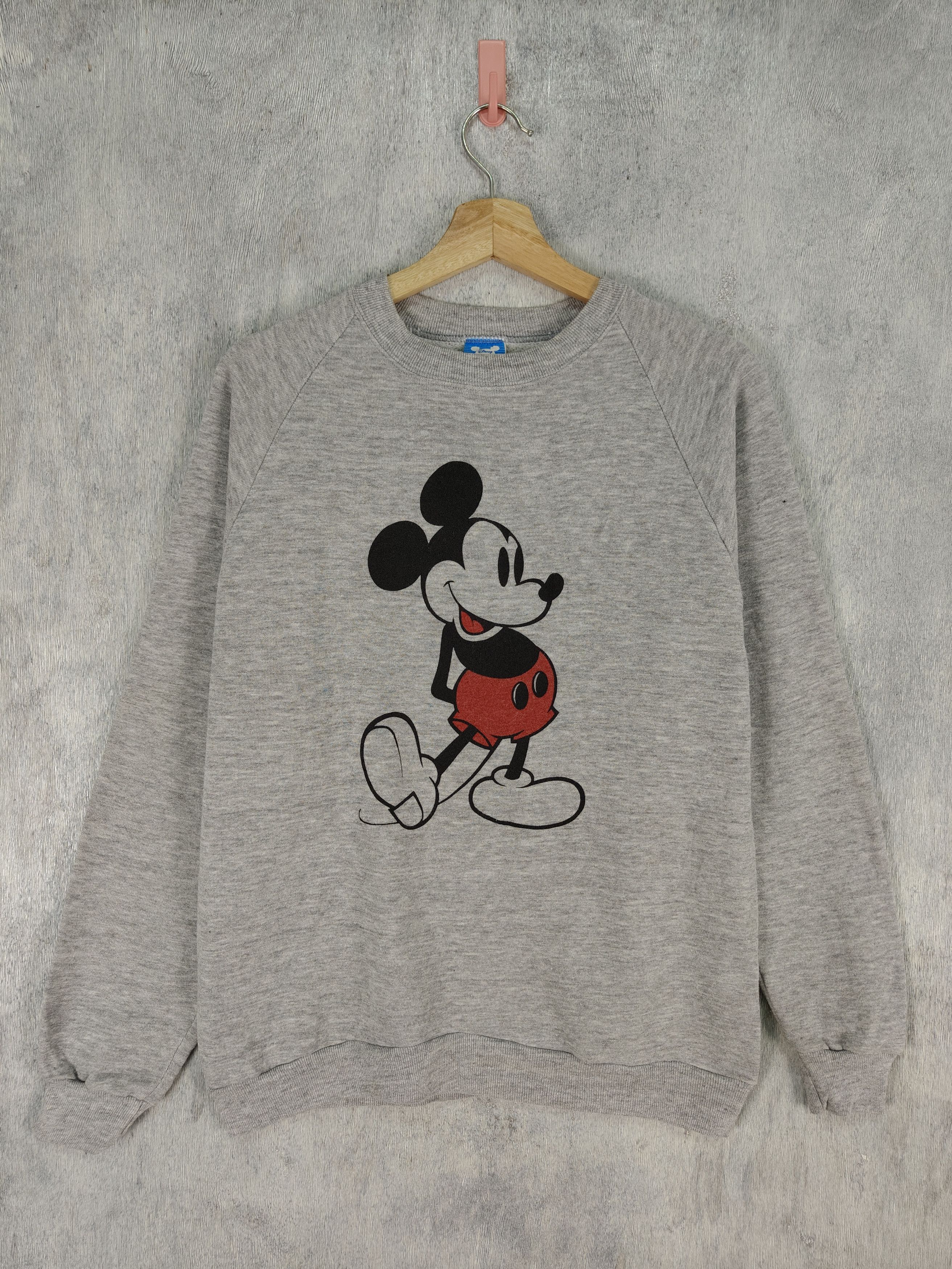 image of Cartoon Network x Mickey Mouse Vintage Mickey Mouse Cartoon Sweatshirt in Grey, Men's (Size Large)