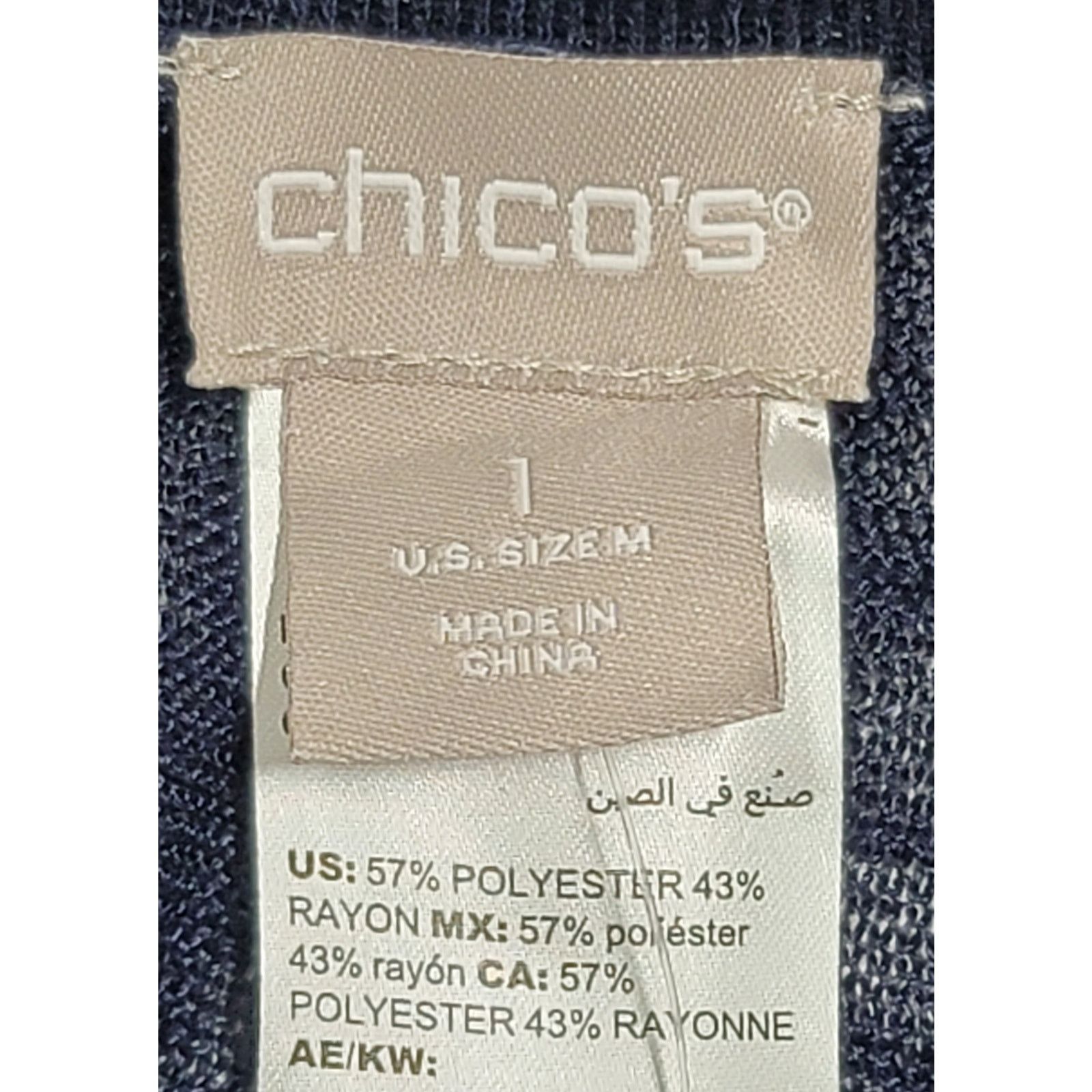 Chicos Chico's Navy Blue Open Front Cardigan Sweater 1 Medium NWT Size M / US 6-8 / IT 42-44 - 3 Thumbnail