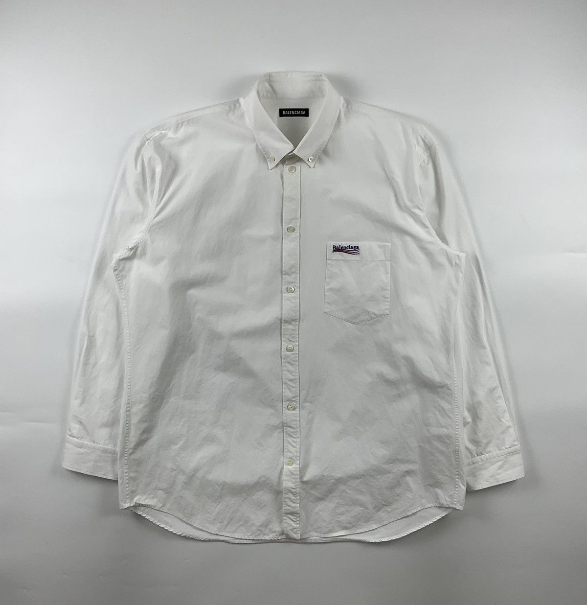 image of Balenciaga Political Campaign Logo Shirt in White, Men's (Size XL)