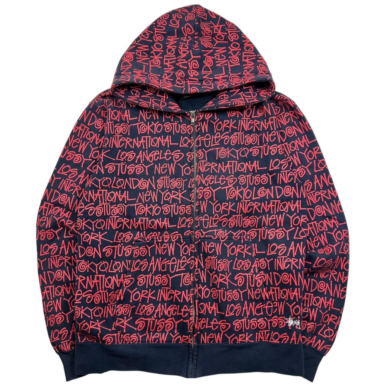 Stussy Vintage Stussy World Tour City Text Zip Up Hoodie - Medium Size US M / EU 48-50 / 2 - 1 Thumbnail