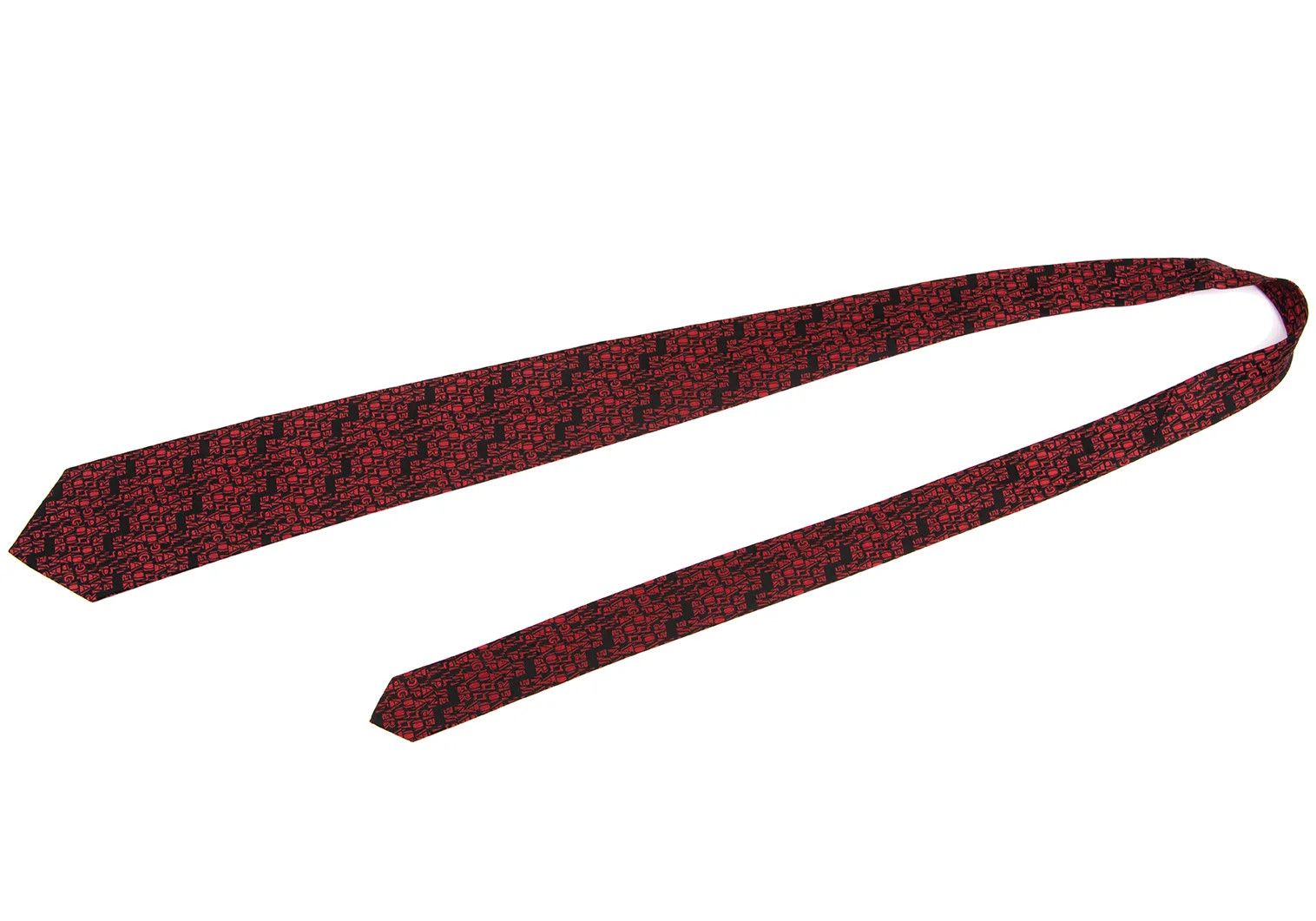 Jean Paul Gaultier Jacquard Logo Tie in Red and Black Size ONE SIZE - 2 Thumbnail