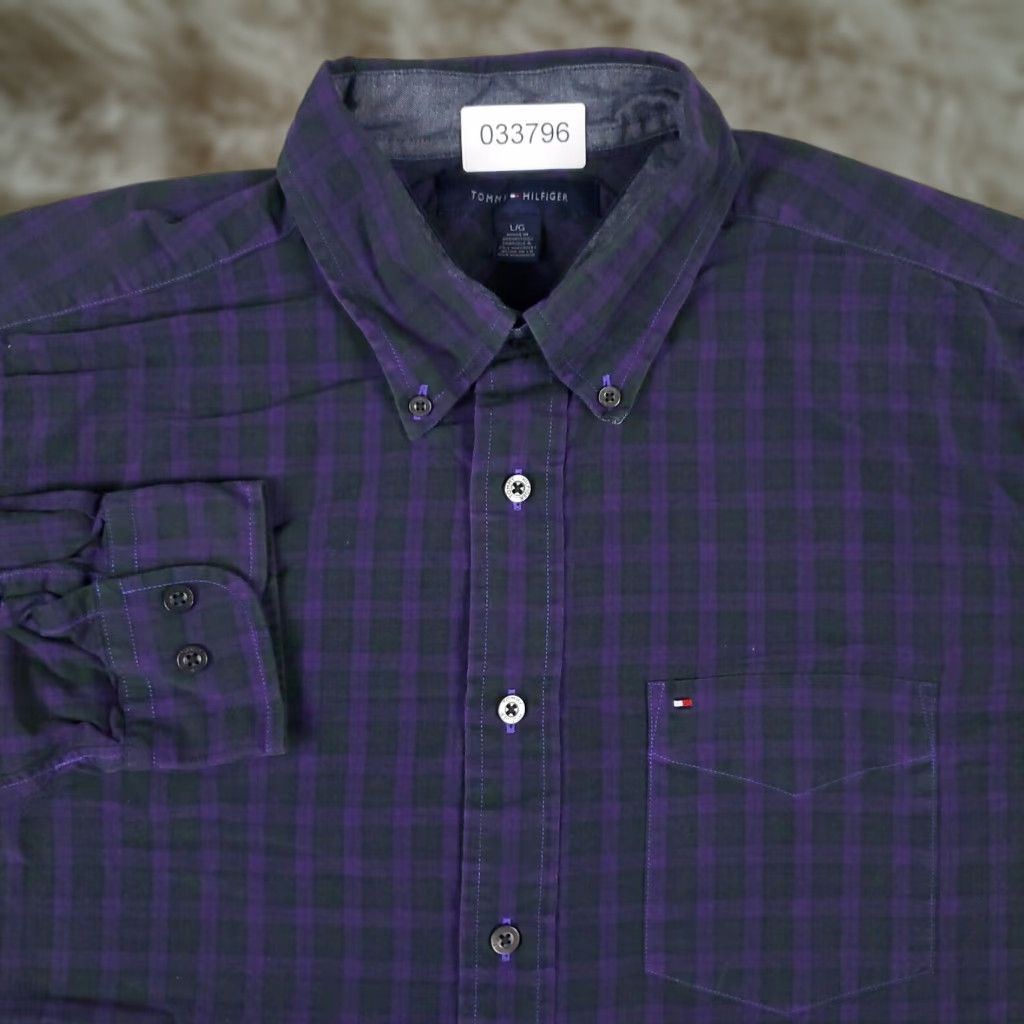 Tommy Hilfiger Tommy Hilfiger Shirt Mens Large Purple Plaid Button-Up Long Sleeve Casual Shirt Size US L / EU 52-54 / 3 - 1 Thumbnail