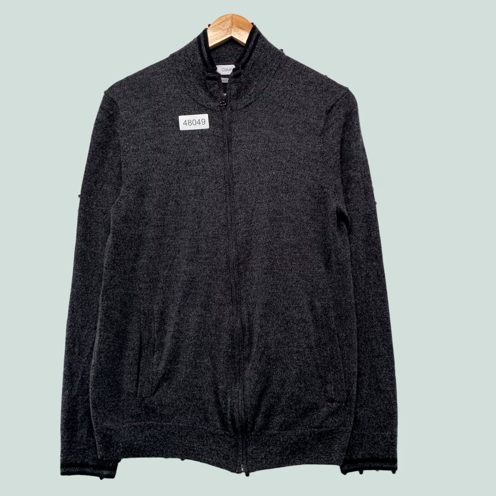Calvin Klein Calvin Klein Merino Wool Sweater Jacket Mens M Gray Mock Neck Cardigan Size US M / EU 48-50 / 2 - 1 Thumbnail