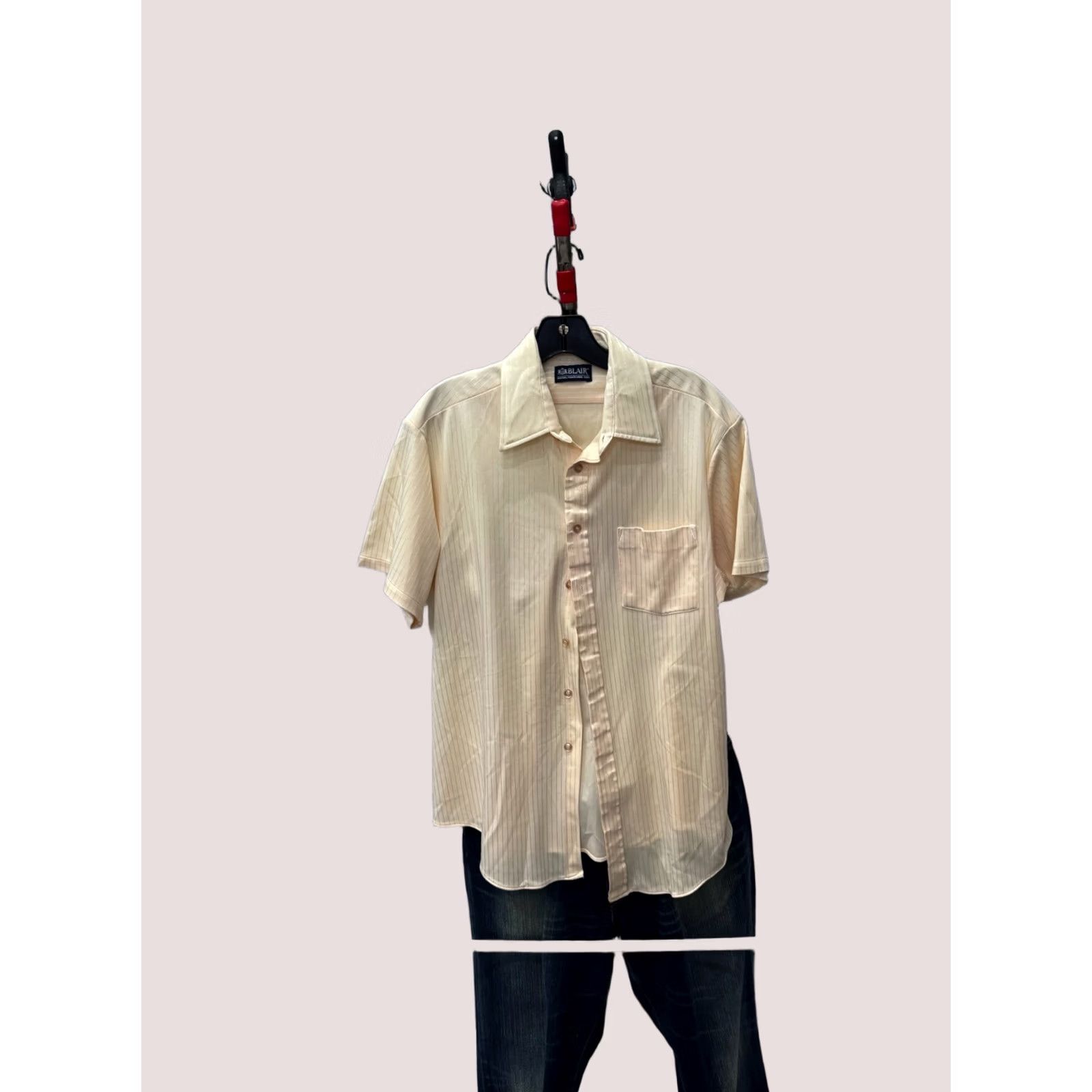 Blair 1980's Blair Satin Stripe SHORT SLEEVE BUTTON UP SHIRT Multicolor Large L Mens Size US L / EU 52-54 / 3 - 1 Thumbnail