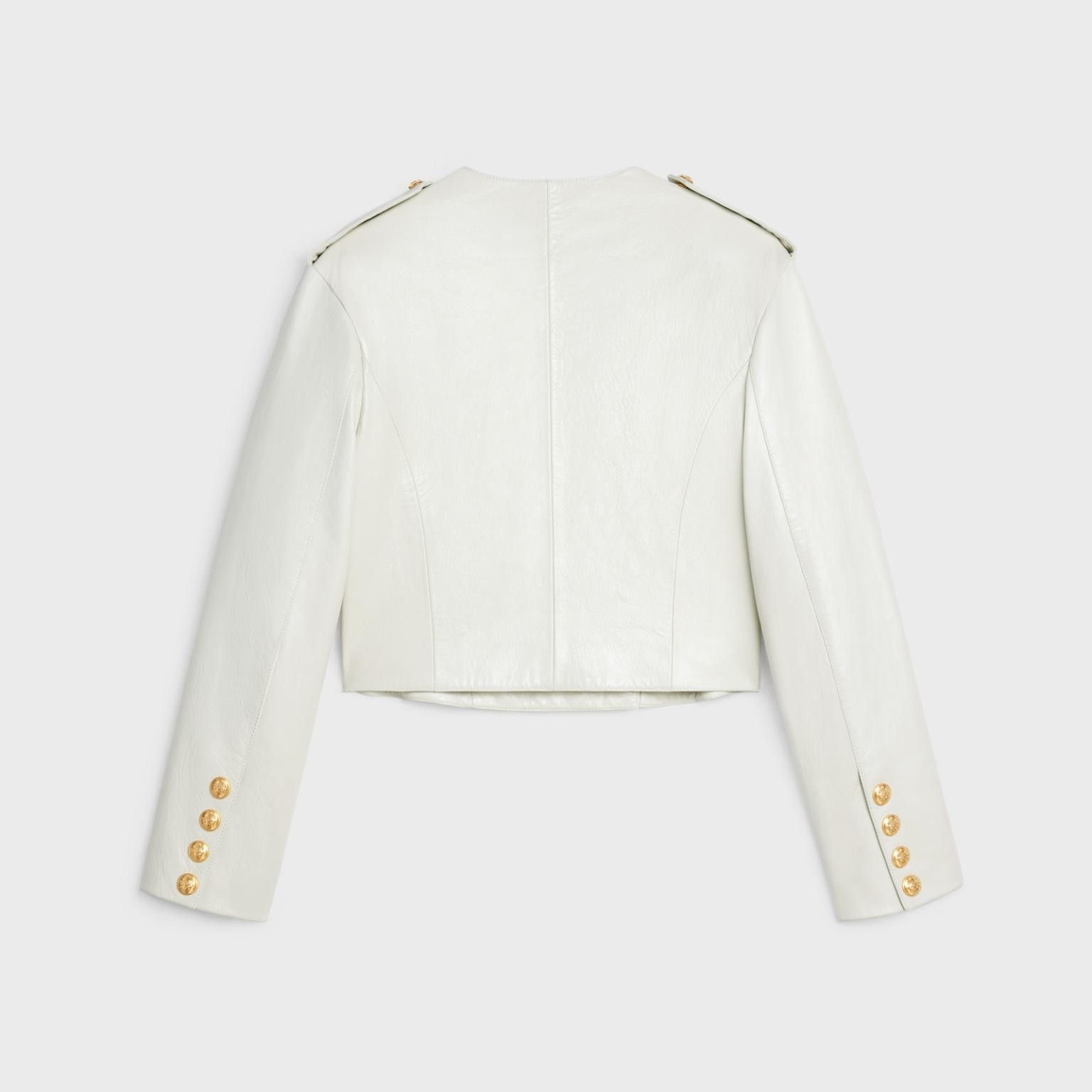 Celine o1bcso1str0824 Pure Collar Jacket Soft Lambskin Optic White Size XL / US 12-14 / IT 48-50 - 2 Thumbnail