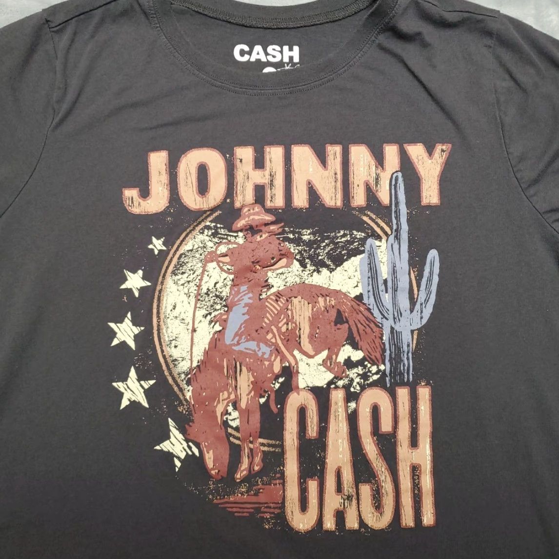 Vintage VINTAGE Johnny Cash Shirt Women 3 Gray Music Iconic Country Western Star 100% Cotton TEE Size XXL / US 16-18 / IT 52-54 - 2 Thumbnail