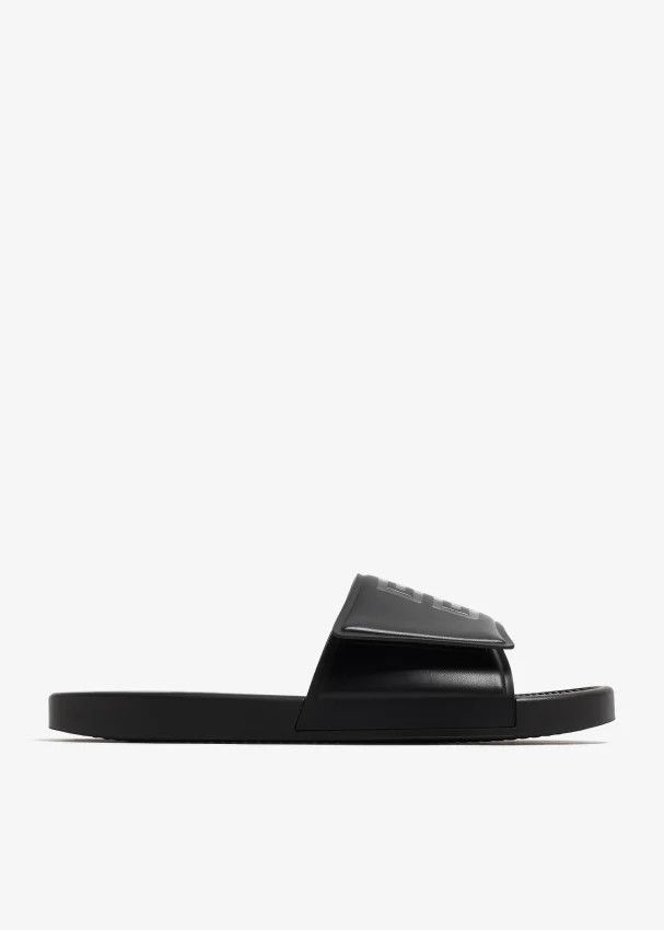 o1srvl11e1024 Slide Flat Sandals in Black