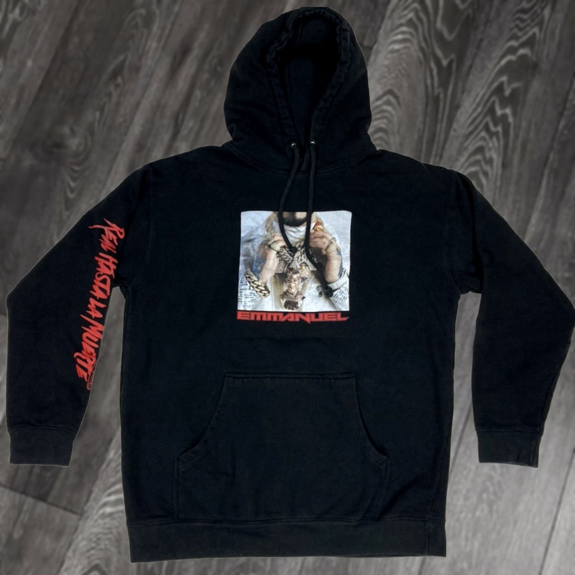 Vintage VINTAGE Emmanuel Anuel Real Hasta La Muerte Pullover Hoodie Women Large Black Music Size L / US 10 / IT 46 - 1 Thumbnail