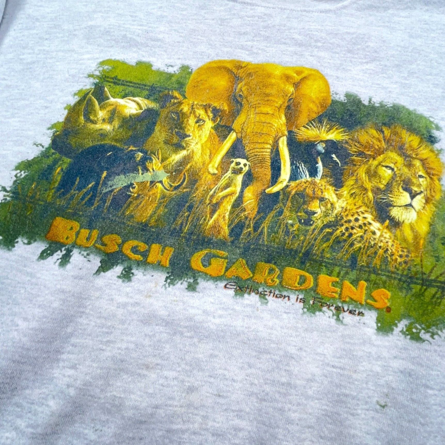 Lee VINTAGE Busch Gardens Sweatshirt Men XL Gray Crew Neck Nature 90s Y2K Lee Logo Embroidered Graphic Print Solid All Seasons Heavyweight City? Size US XL / EU 56 / 4 - 3 Thumbnail
