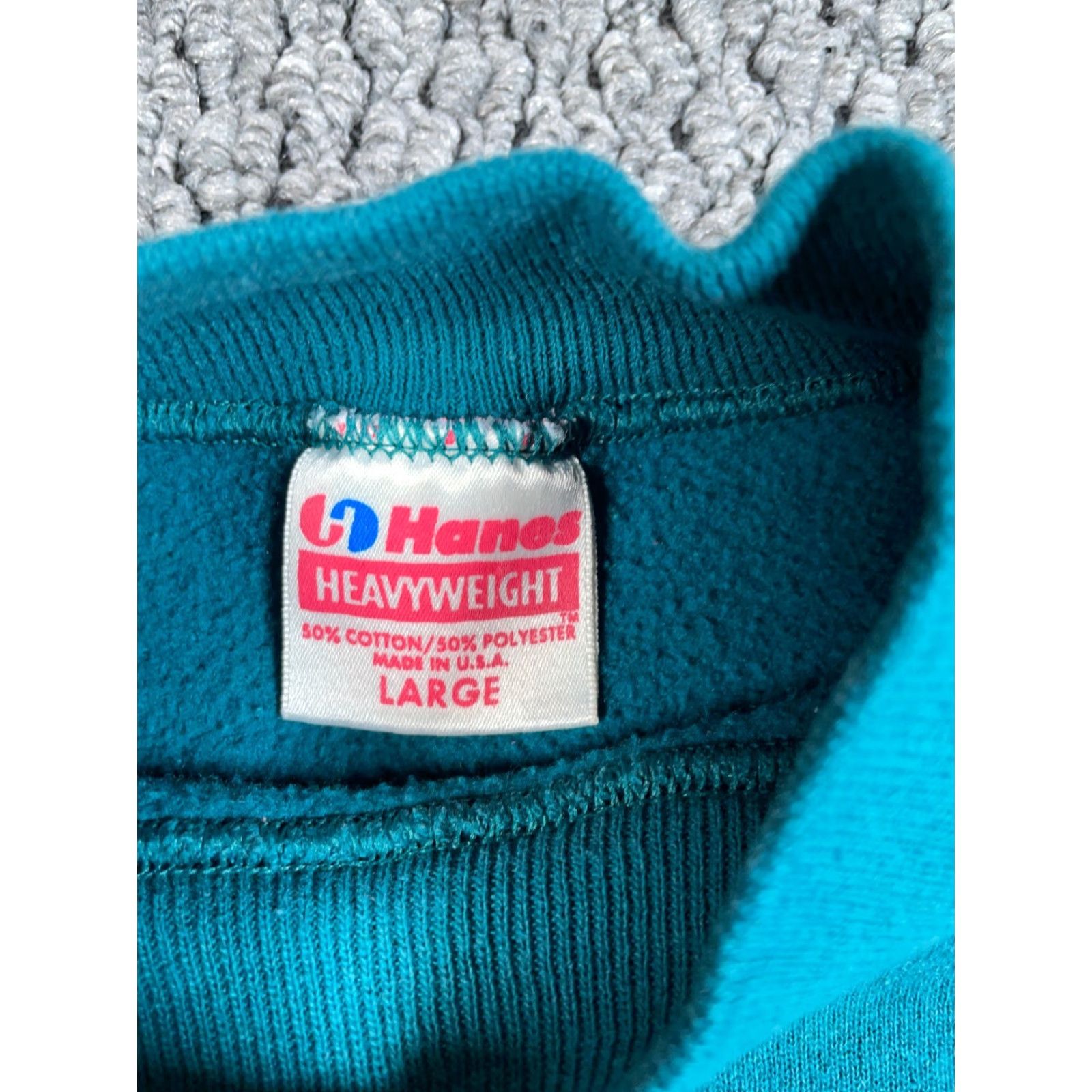 Hanes VTG 80s Angel Cupid Print Mock Neck Sweatshirt Hanes Large Green Men's Pullover 50/50 Tag Size US L / EU 52-54 / 3 - 3 Thumbnail