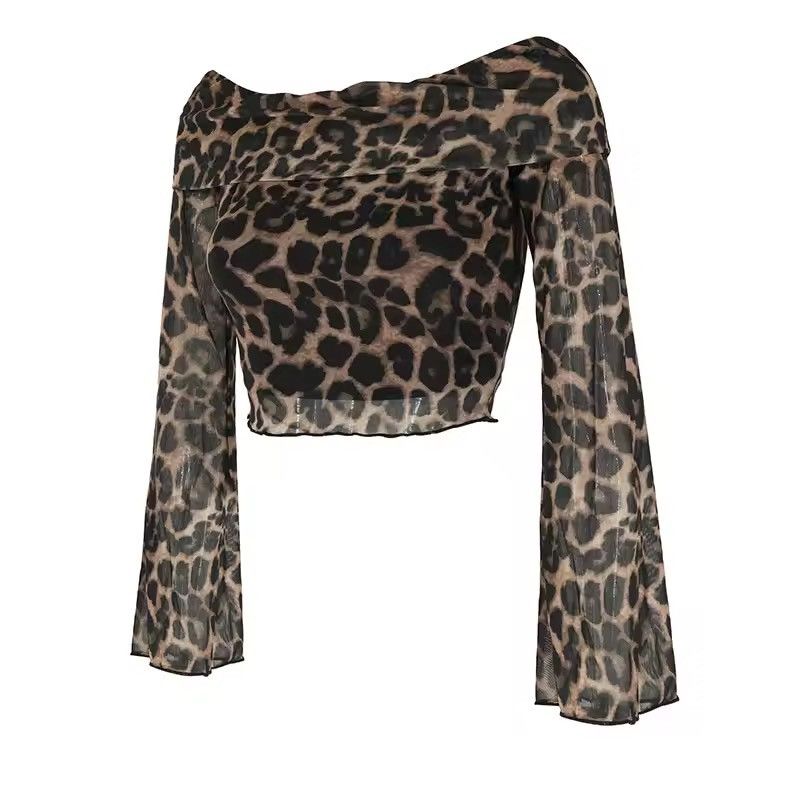Japanese Brand Sexy Leopard Print Off-Shoulder Top | Trendy & Club Wear Size M / US 6-8 / IT 42-44 - 6 Thumbnail