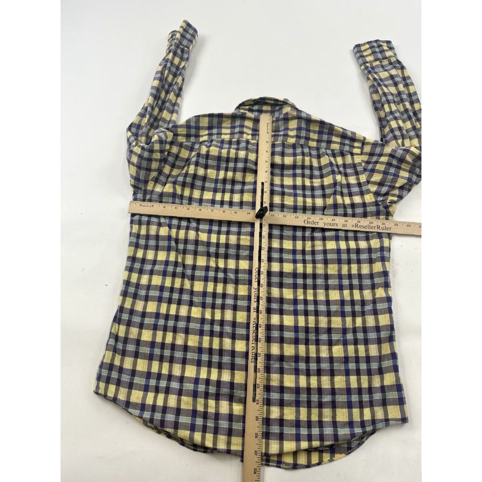 J.Crew VINTAGE J.Crew Shirt Mens Medium Yellow Blue Summer Plaid Button Up Long Sleeve Size US M / EU 48-50 / 2 - 4 Thumbnail