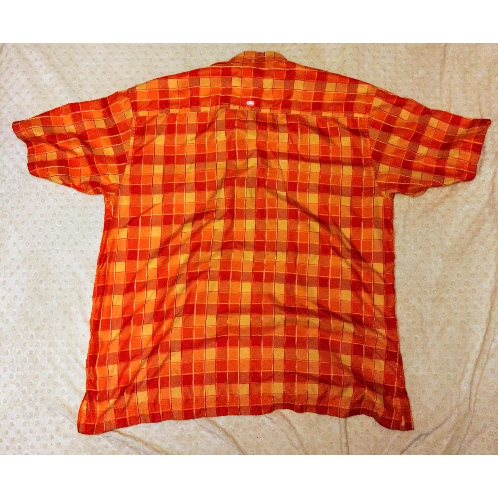 Ecko Unltd. Ecko Unltd Mens Button-Up Shirt Orange Plaid Short Sleeve Pocket Size US L / EU 52-54 / 3 - 5 Thumbnail