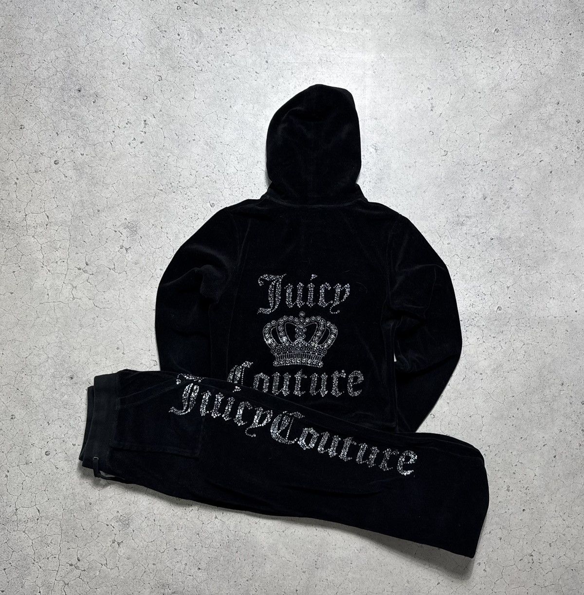 Juicy Couture Juicy Couture Velour Logo Women’s Track Suit Hoodie & Pants Size L / US 10 / IT 46 - 1 Thumbnail