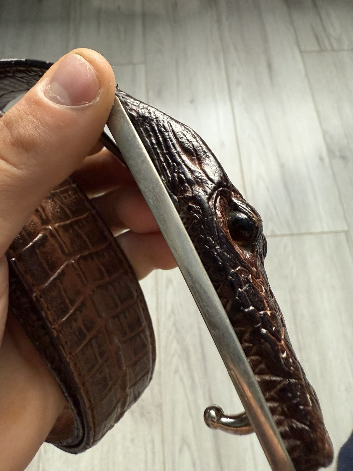 Leather Aligator skin leather belt Size ONE SIZE - 3 Thumbnail
