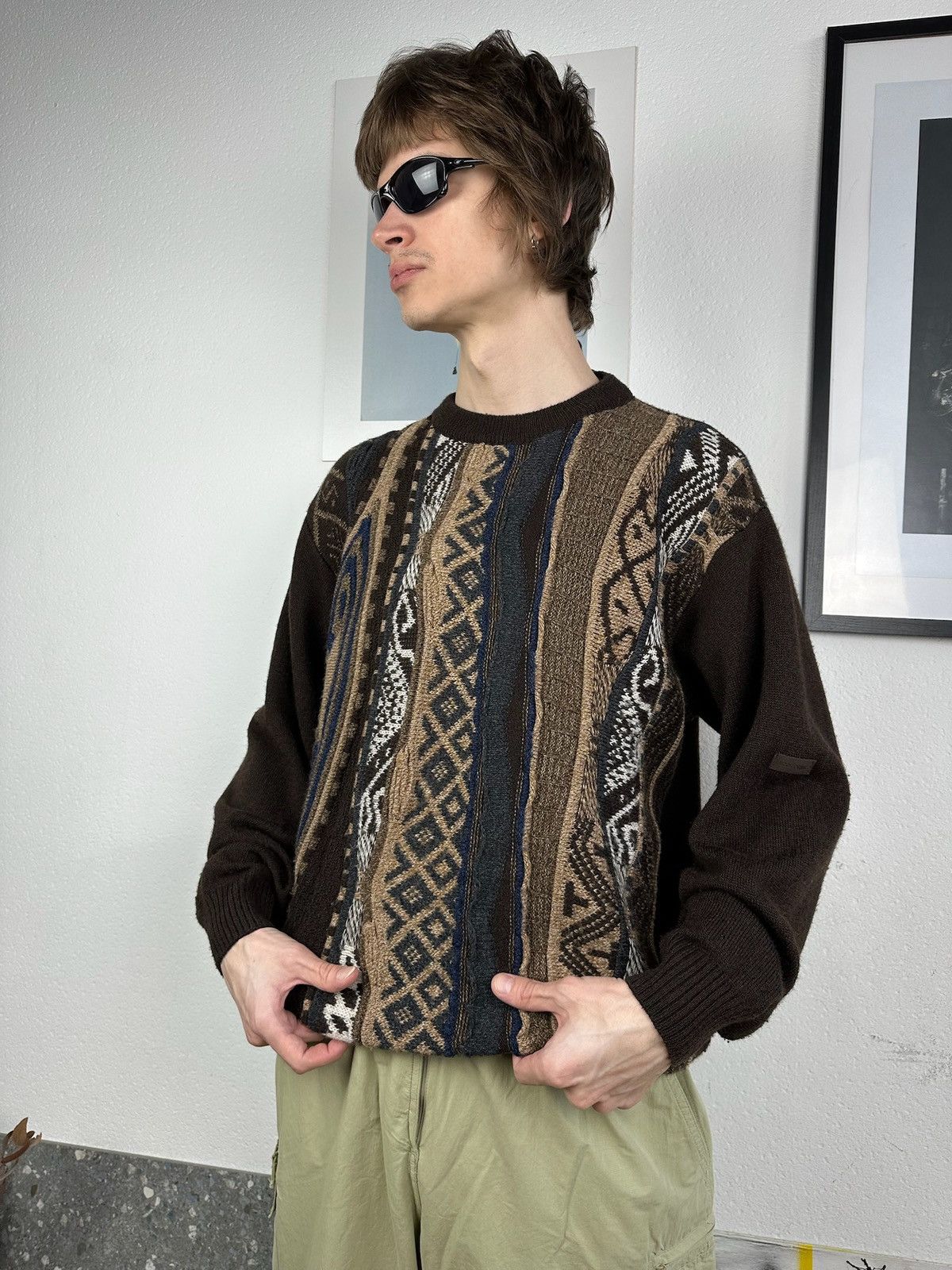 Japanese Brand × Vintage Vintage Coogi Style Boxy Knit Sweater M-L Size US L / EU 52-54 / 3 - 2 Thumbnail