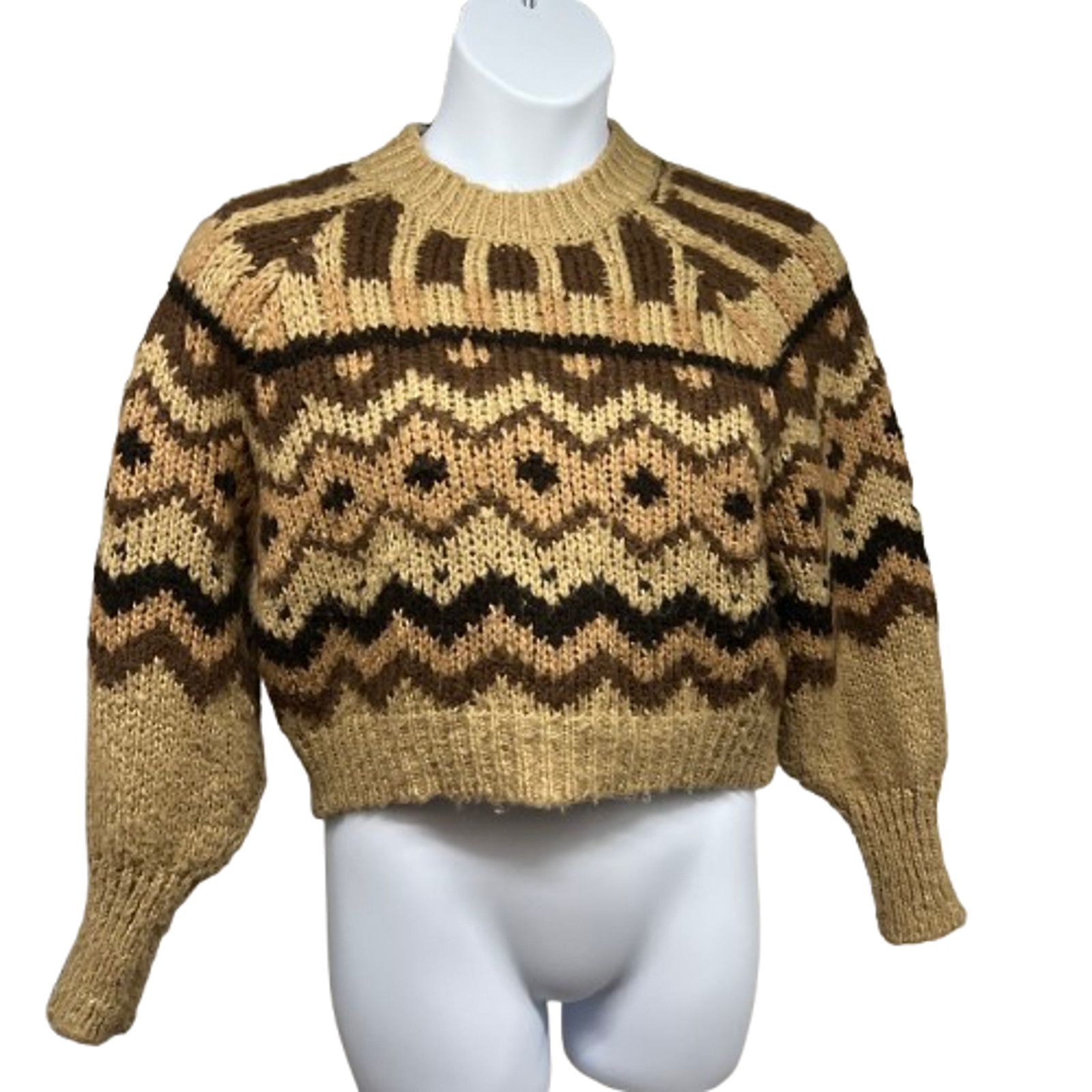Anthropologie Anthropologie Chunky Knit Crop Pullover Wool Sweater Small Size S / US 4 / IT 40 - 2 Thumbnail