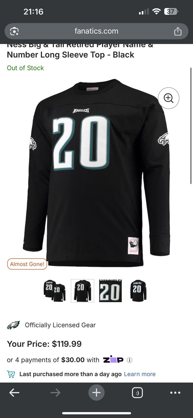 NFL Brian Dawkins Philadelphia Eagles Mitchell & Ness Big logo Size US XXL / EU 58 / 5 - 2 Thumbnail