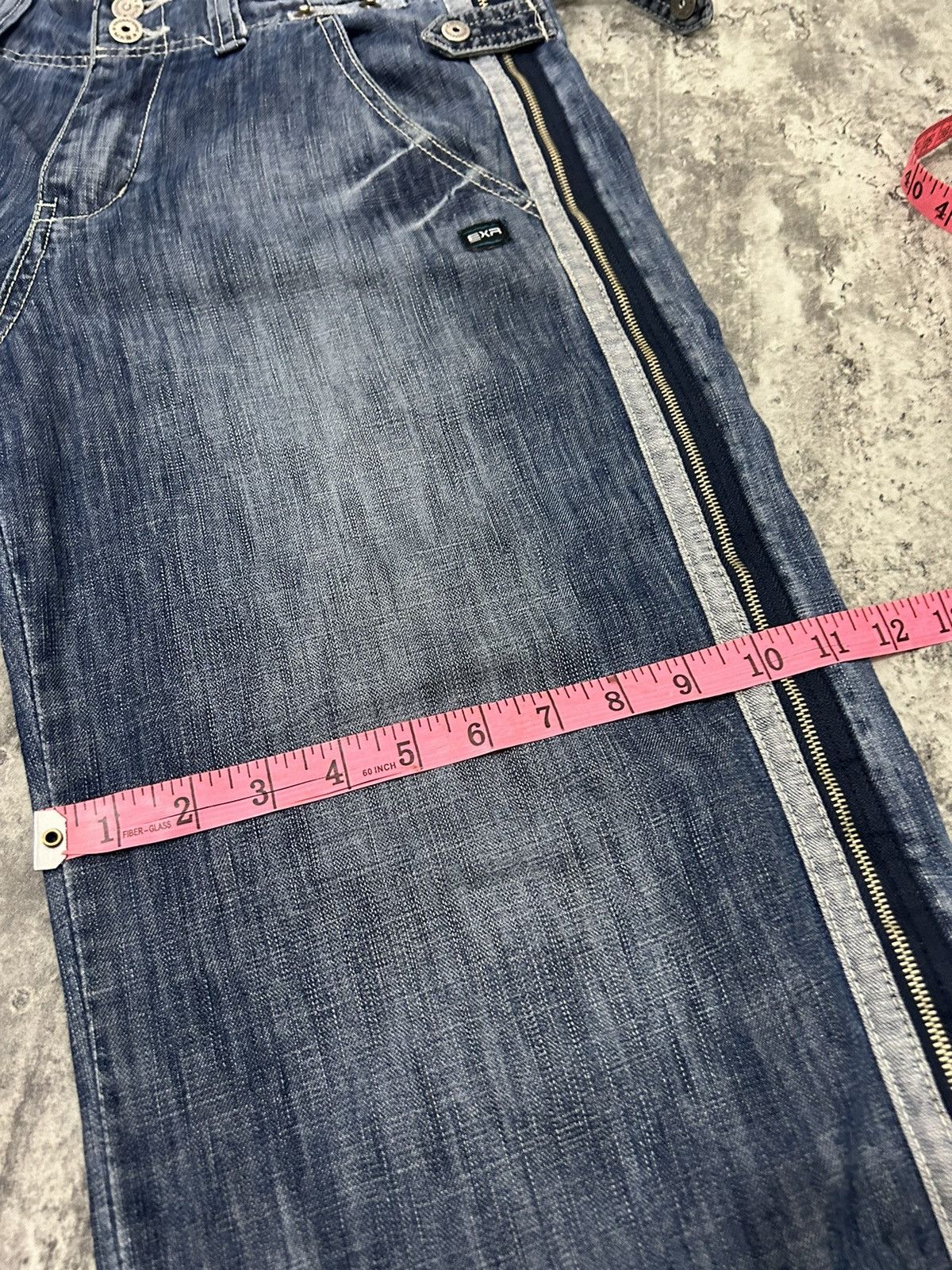 JNCO × Japanese Brand EXR baggy Full Zip jorts Denim Pants Size US 33 - 16 Thumbnail