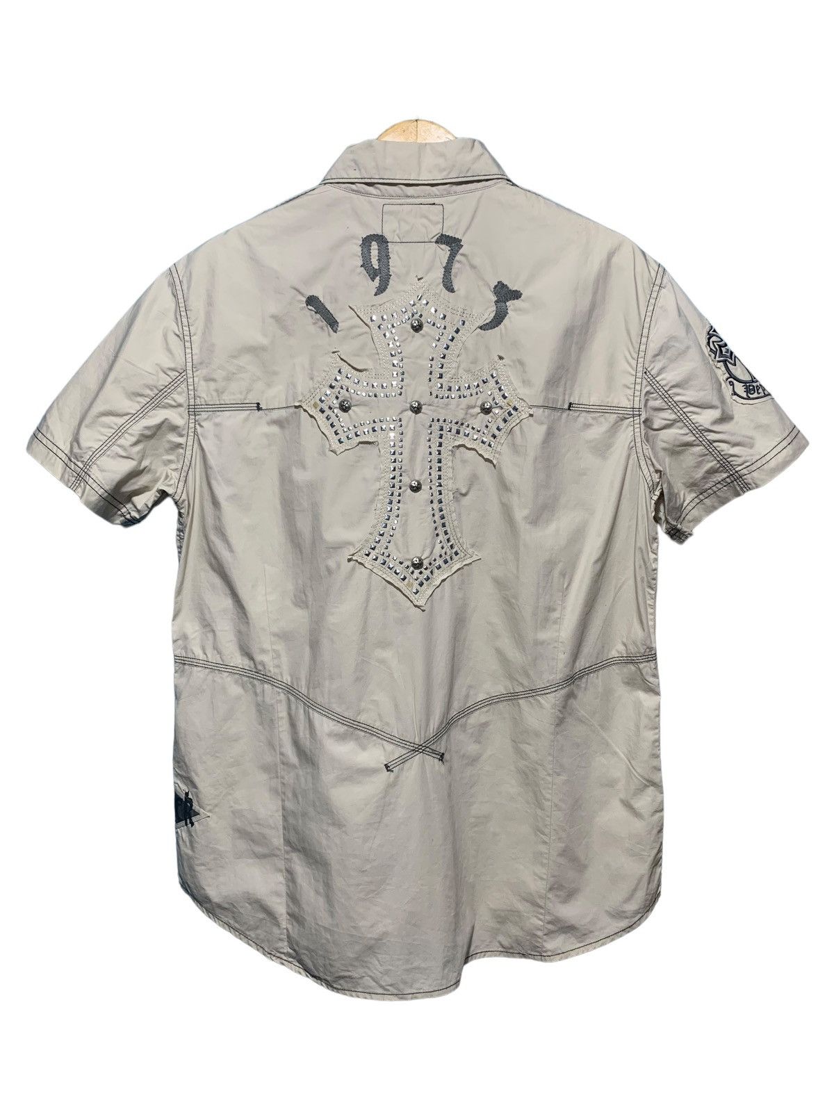 14th Addiction × Beauty Beast × Pepe Jeans Vintage Pepe Jeans big cross studded rock patches shirt Size US L / EU 52-54 / 3 - 1 Thumbnail