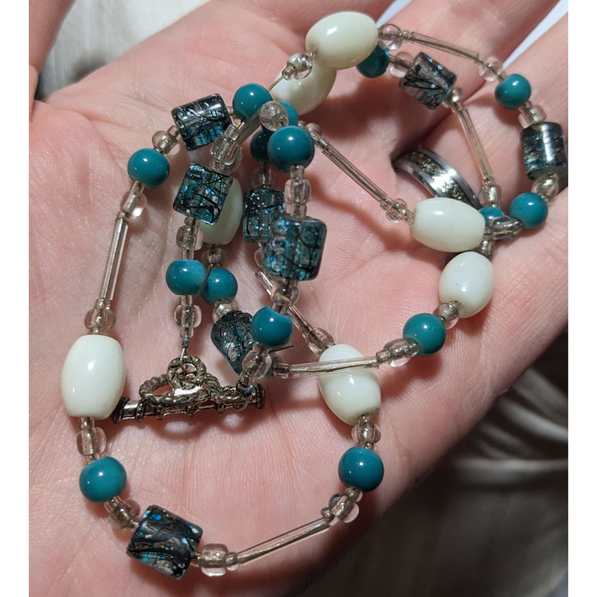 Other Blue And White Glass Beaded Toggle Necklace Size ONE SIZE - 7 Thumbnail