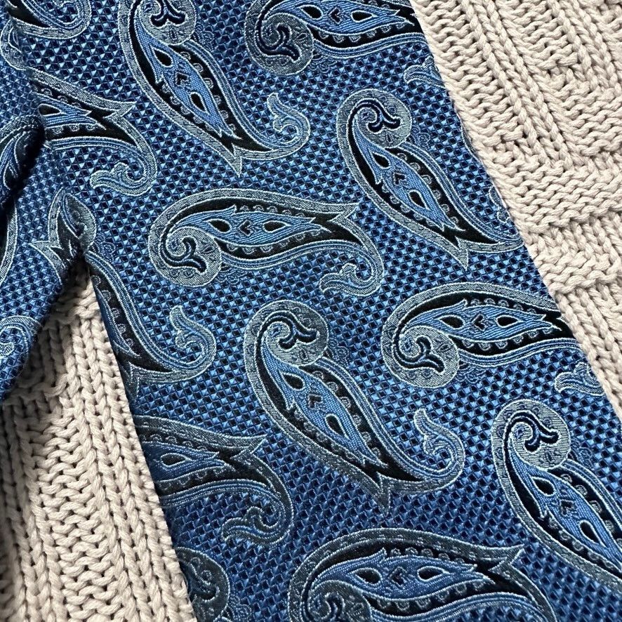 Vintage Vintage Bruno Piattelli blue paisley silk tie Size ONE SIZE - 2 Thumbnail