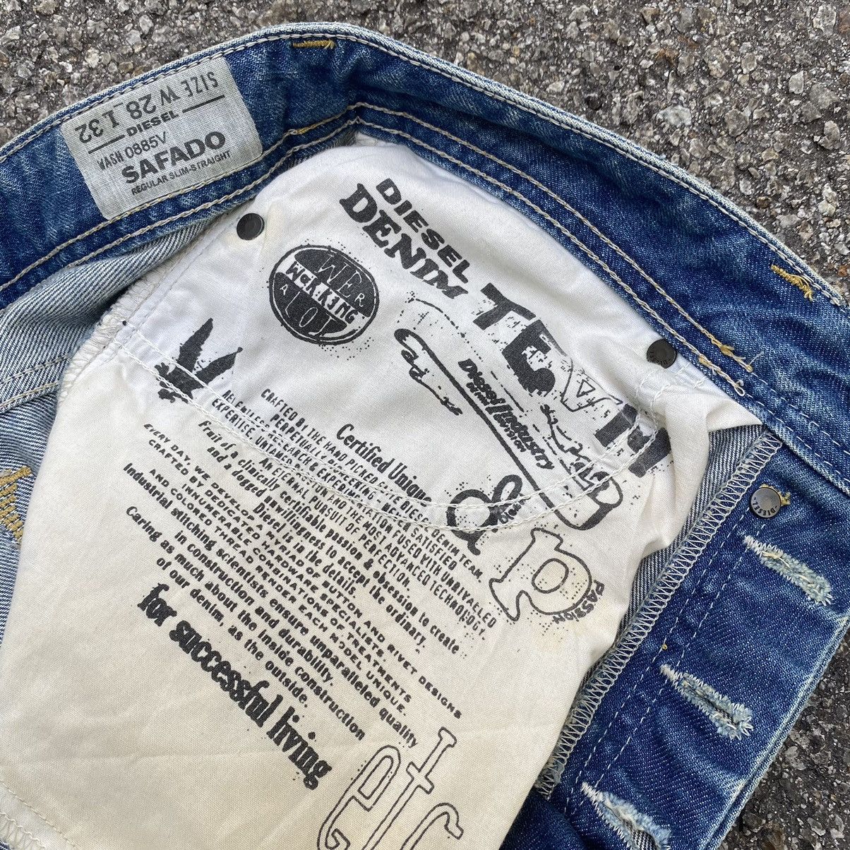 Diesel × Japanese Brand Vintage Diesel Safado Denim Blue Wash Slim Straight Jeans Size US 29 - 7 Thumbnail
