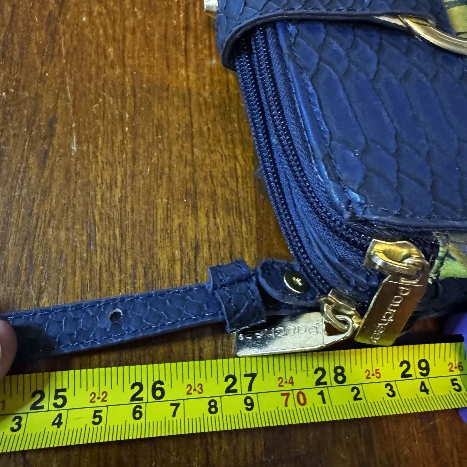 & Other Stories Pouchee Crossbody Bag Blue Faux Snakeskin Floral Purse Size ONE SIZE - 8 Thumbnail