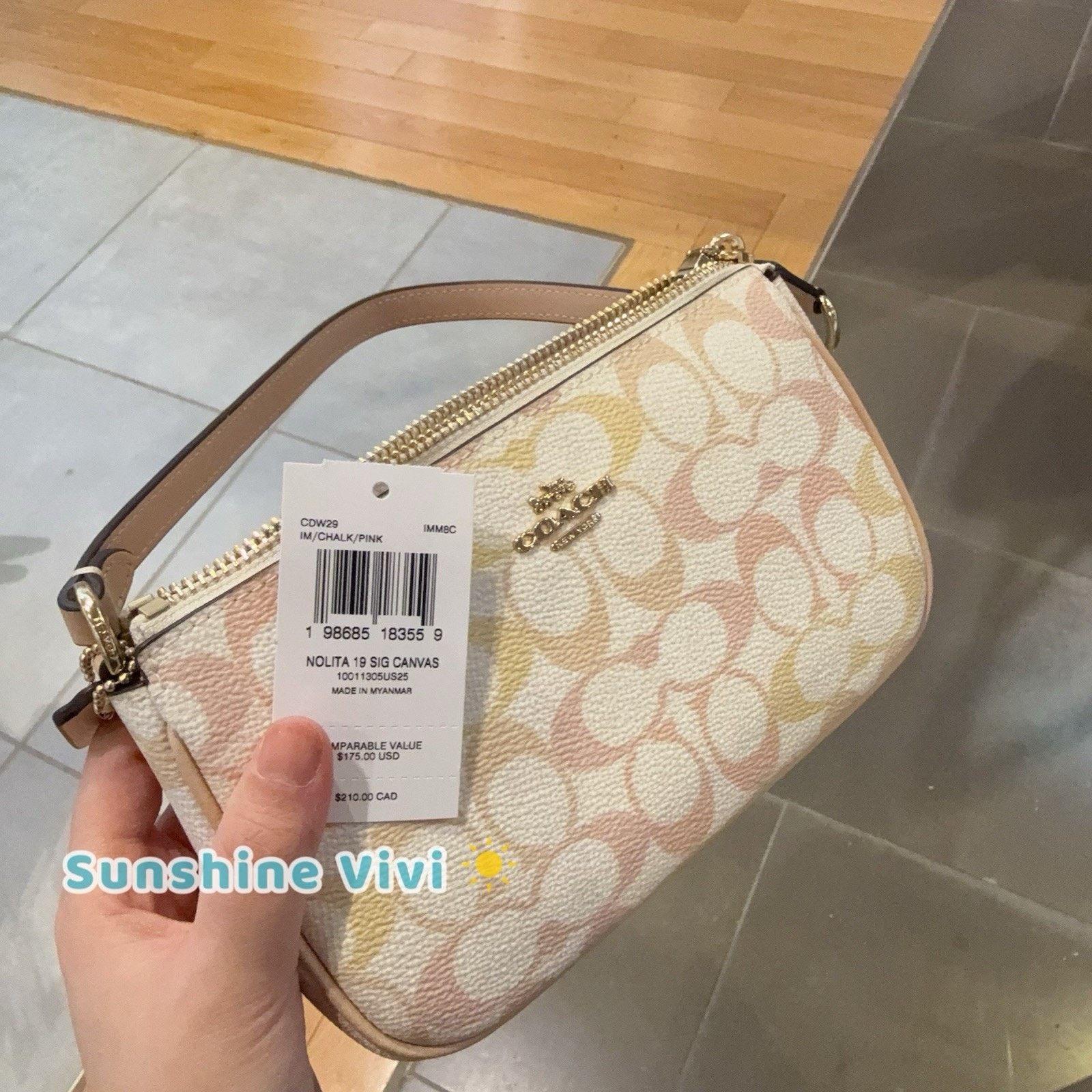 Coach NWT Coach Nolita 19 Pretty Signature CDW29 CHALK/PINK Size ONE SIZE - 8 Thumbnail