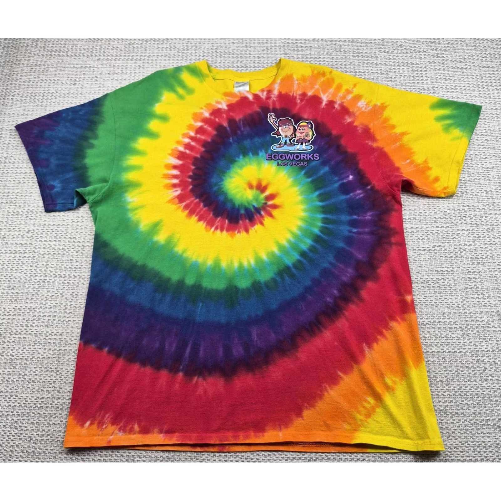 Port & Company Port & Company EggWorks Las Vegas Shirt Mens XL Tie Dye Peace Love Eggs Graphic Shirt Size US XL / EU 56 / 4 - 3 Thumbnail