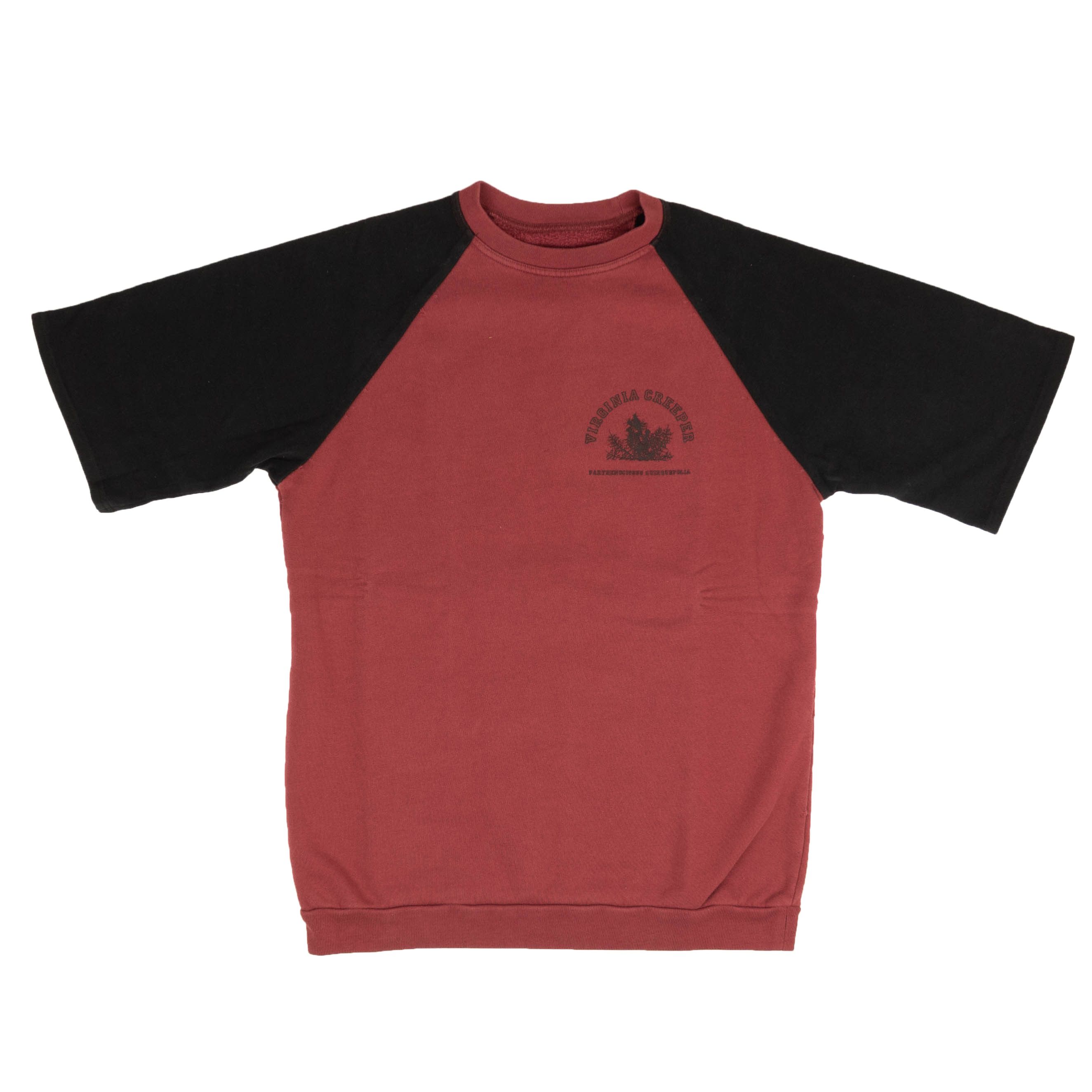 RAF SIMONS BURGUNDY RAGLAN VIRGINIA CREEPER SWEATSHIRT SIZE L