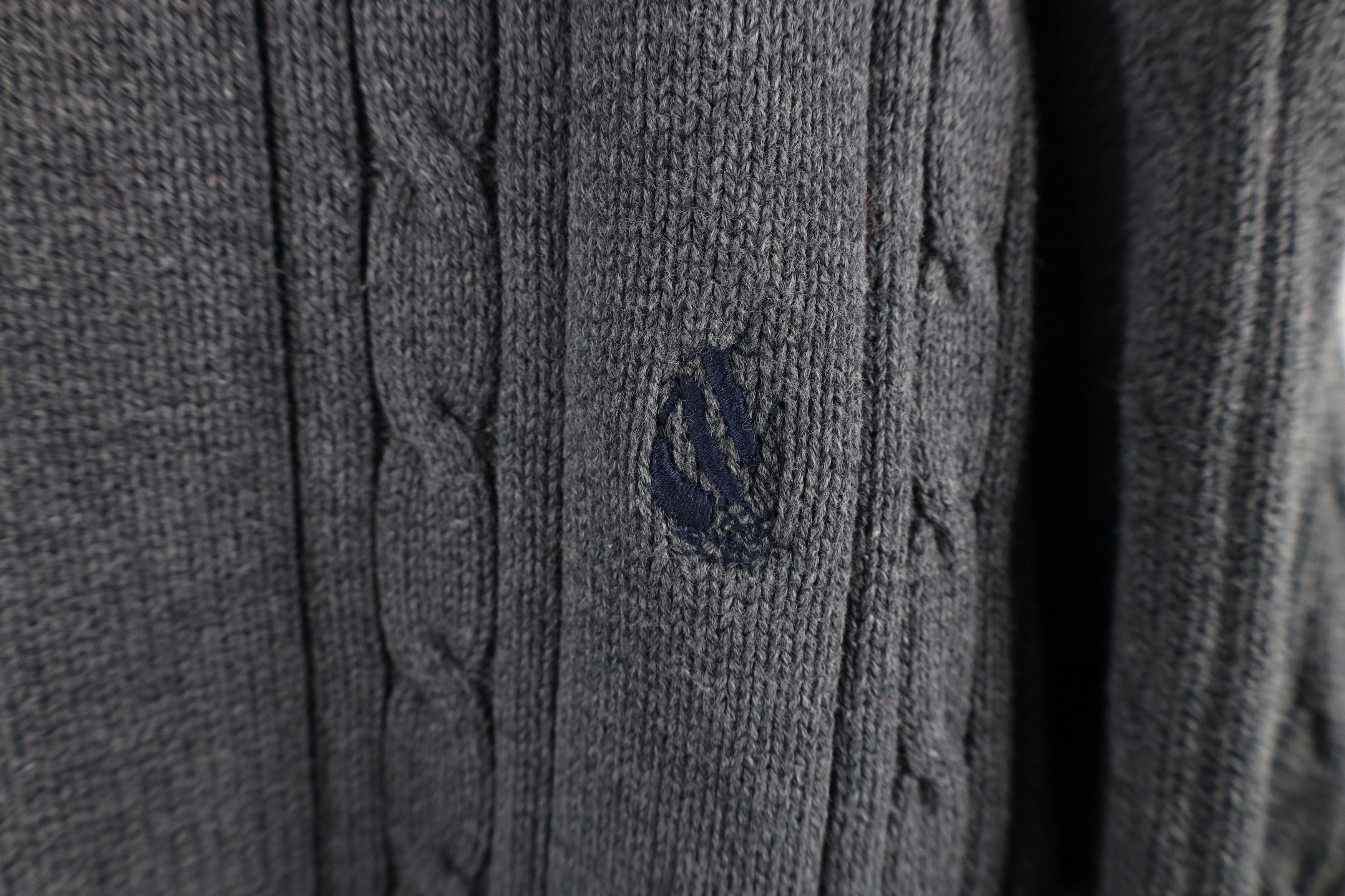 Nautica × Vintage Vintage 90s Nautica Chunky Cable Knit Crewneck Sweater Gray Size US XL / EU 56 / 4 - 4 Thumbnail